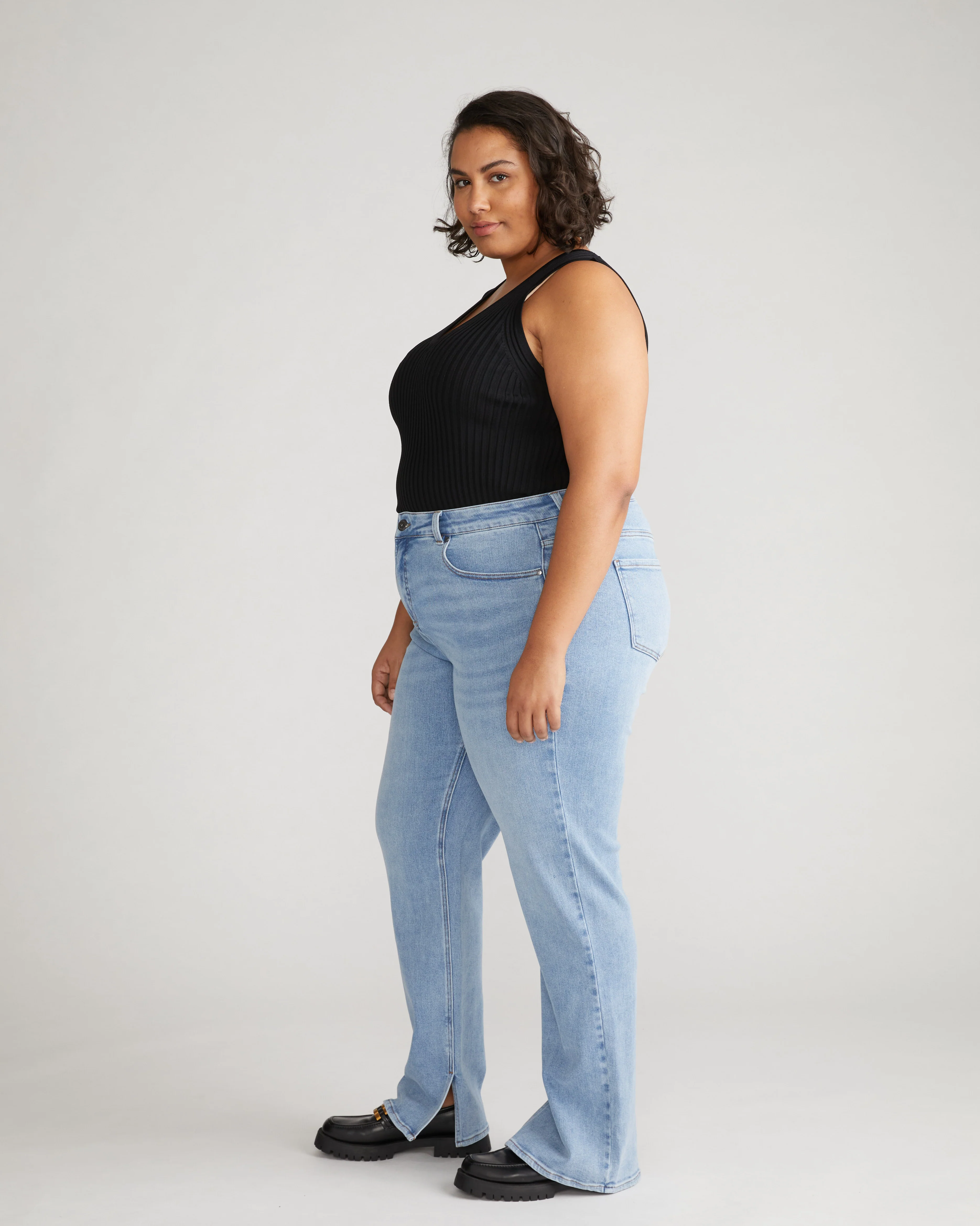 Mimi High Rise Split Hem Jeans 33 Inch - All Blue - Image 2