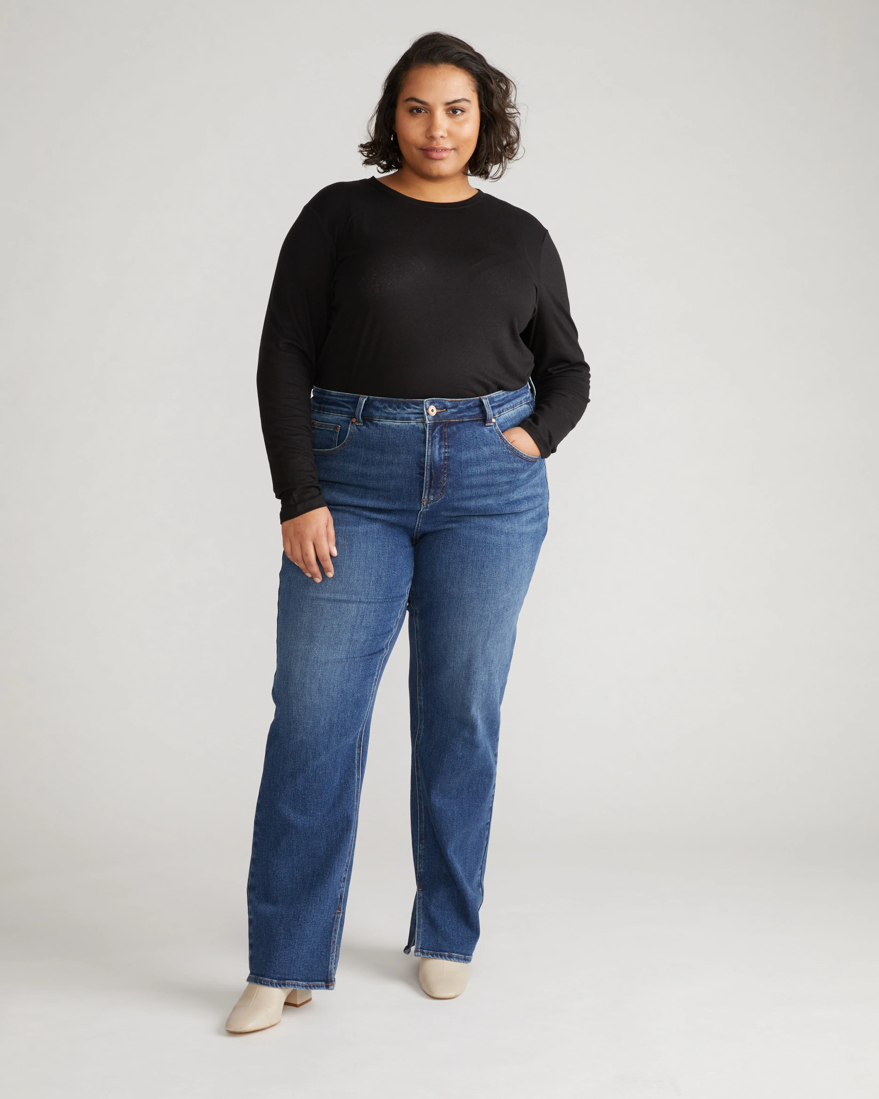 Mimi High Rise Split Hem Jeans 33 Inch - Midnight River - Image 2