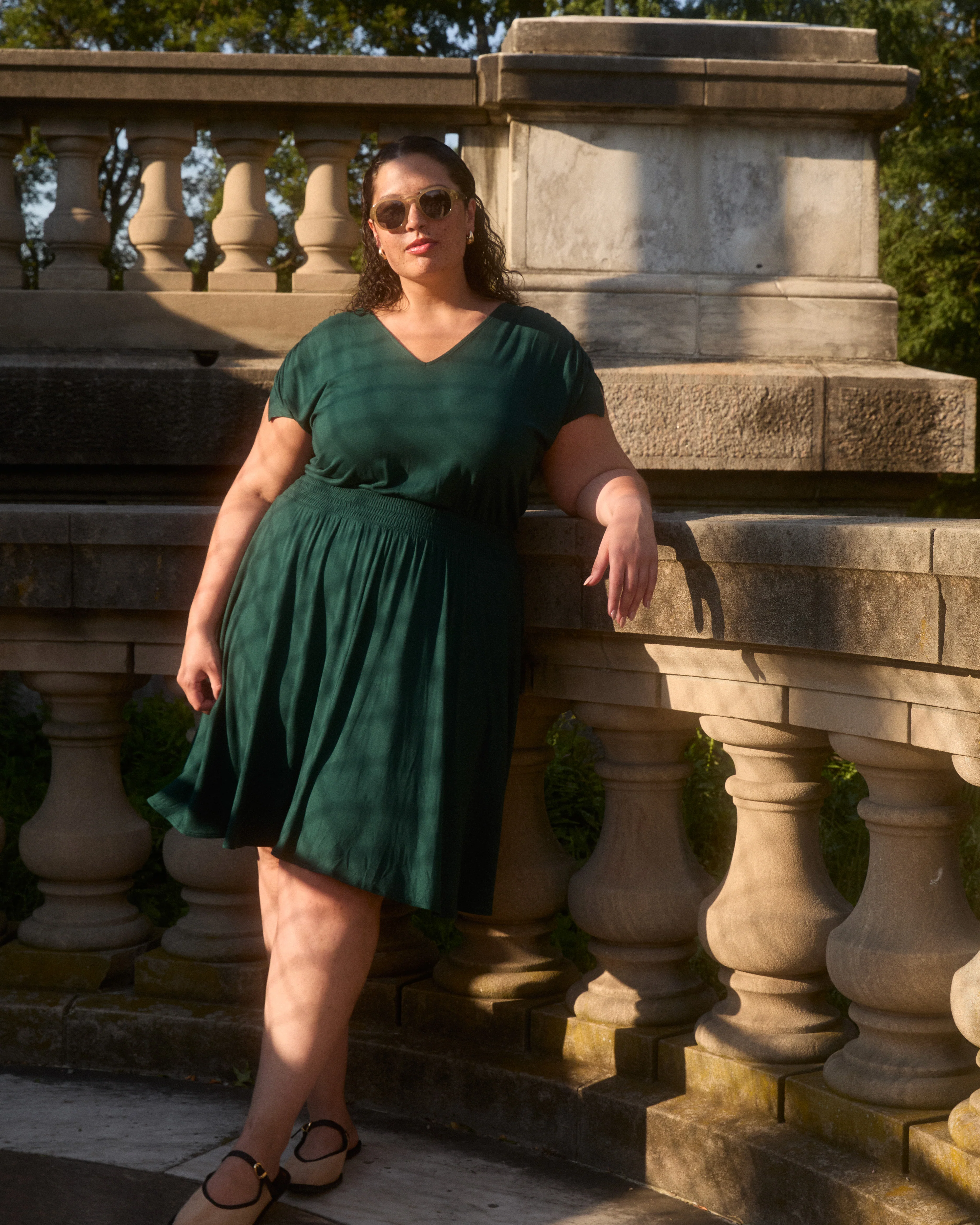 Minetta Liquid Jersey Dress - Forest Green - Image 2
