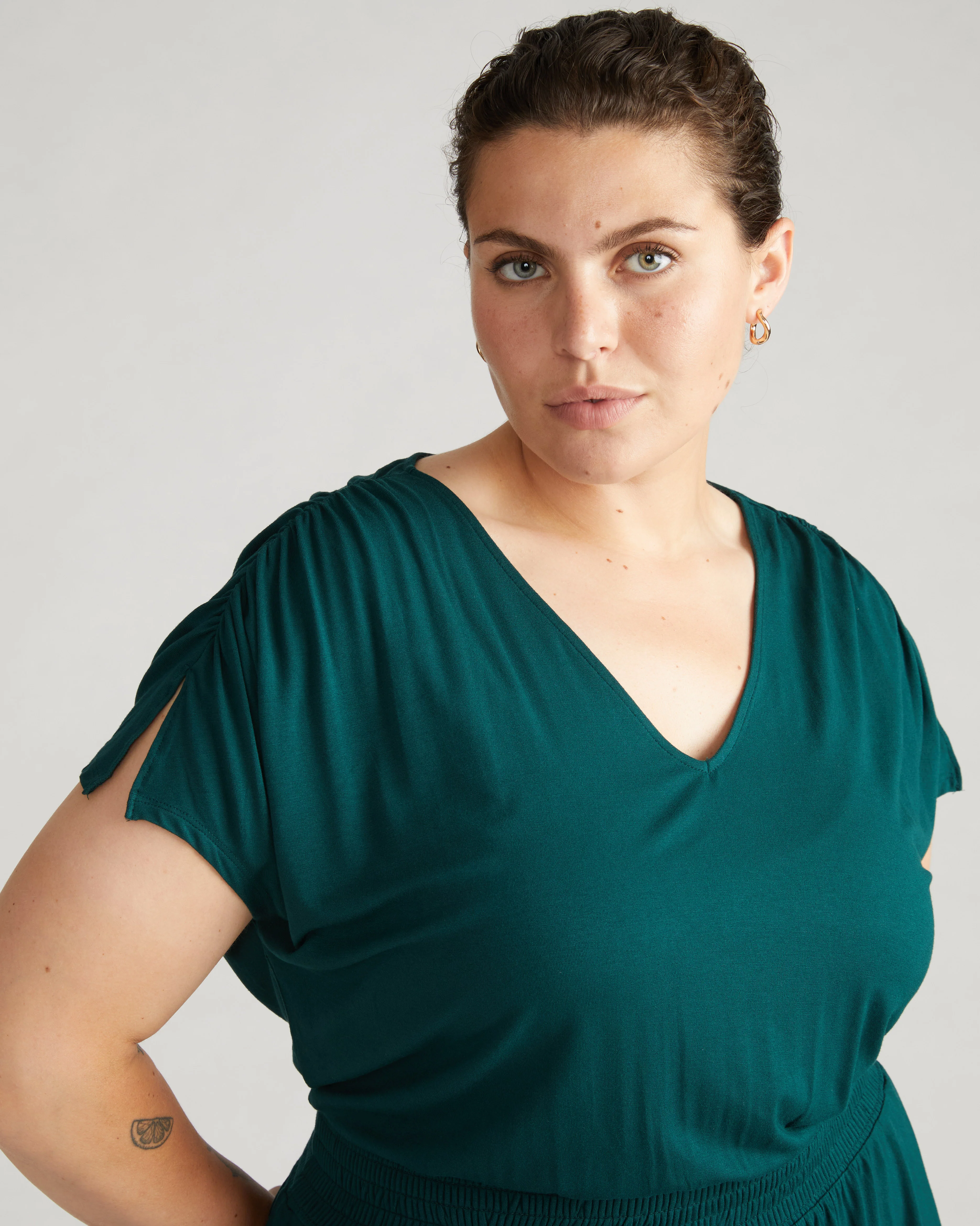 Minetta Liquid Jersey Dress - Forest Green - Image 3