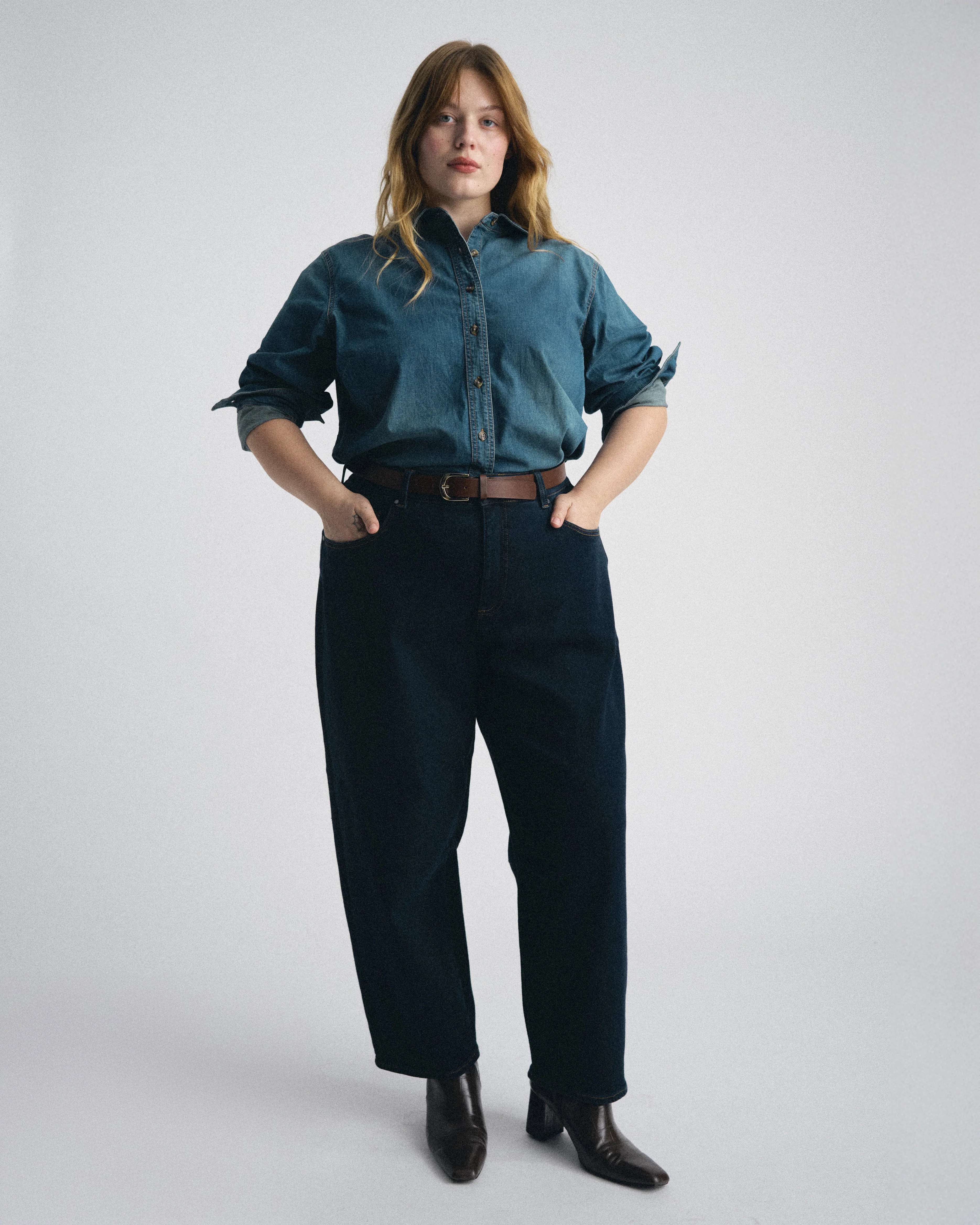 Minimalist Stretch Cotton Chambray Shirt - Union City Blue - Image 2