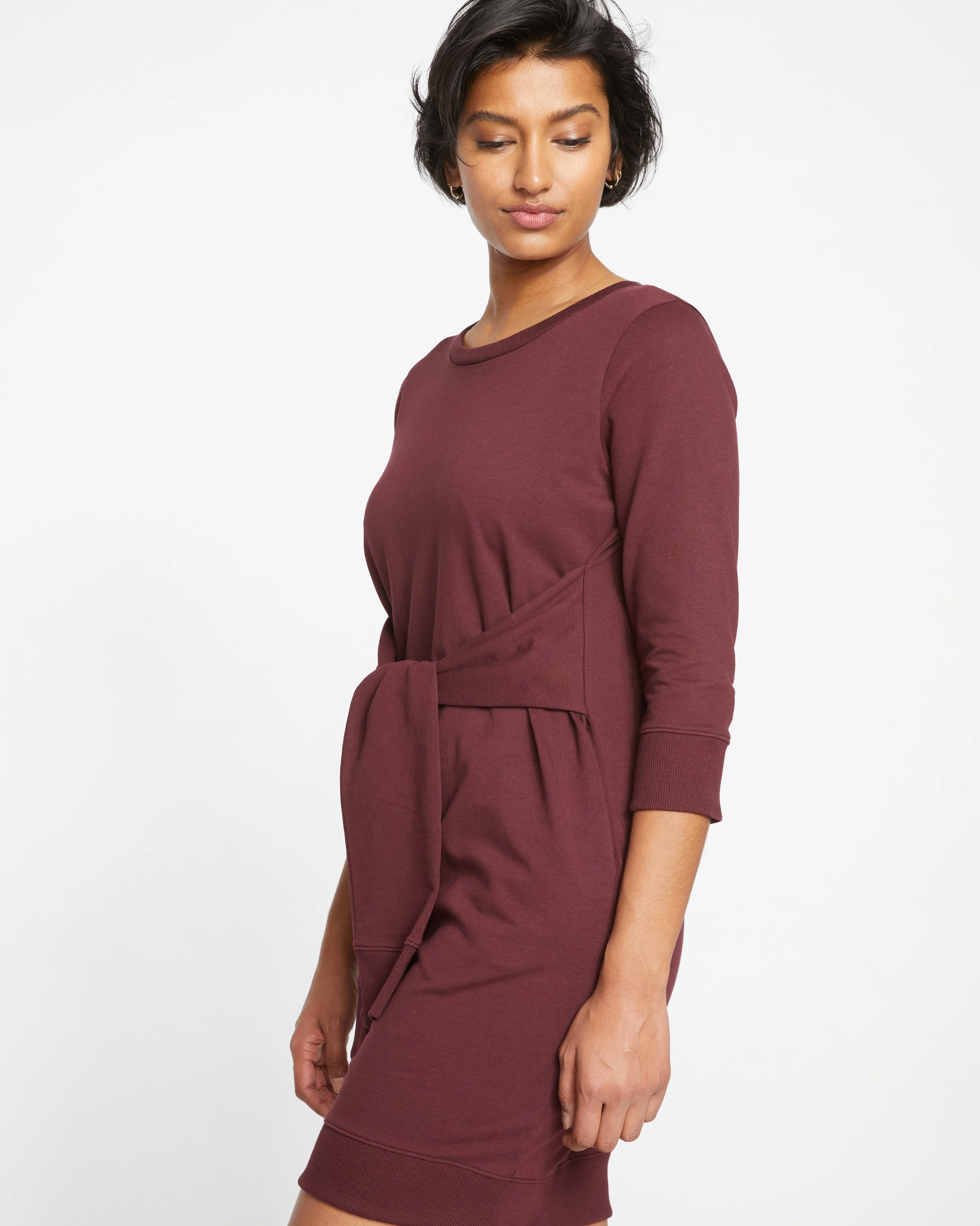 Misa Tie Sweatshirt Dress - Black Cherry - Image 3