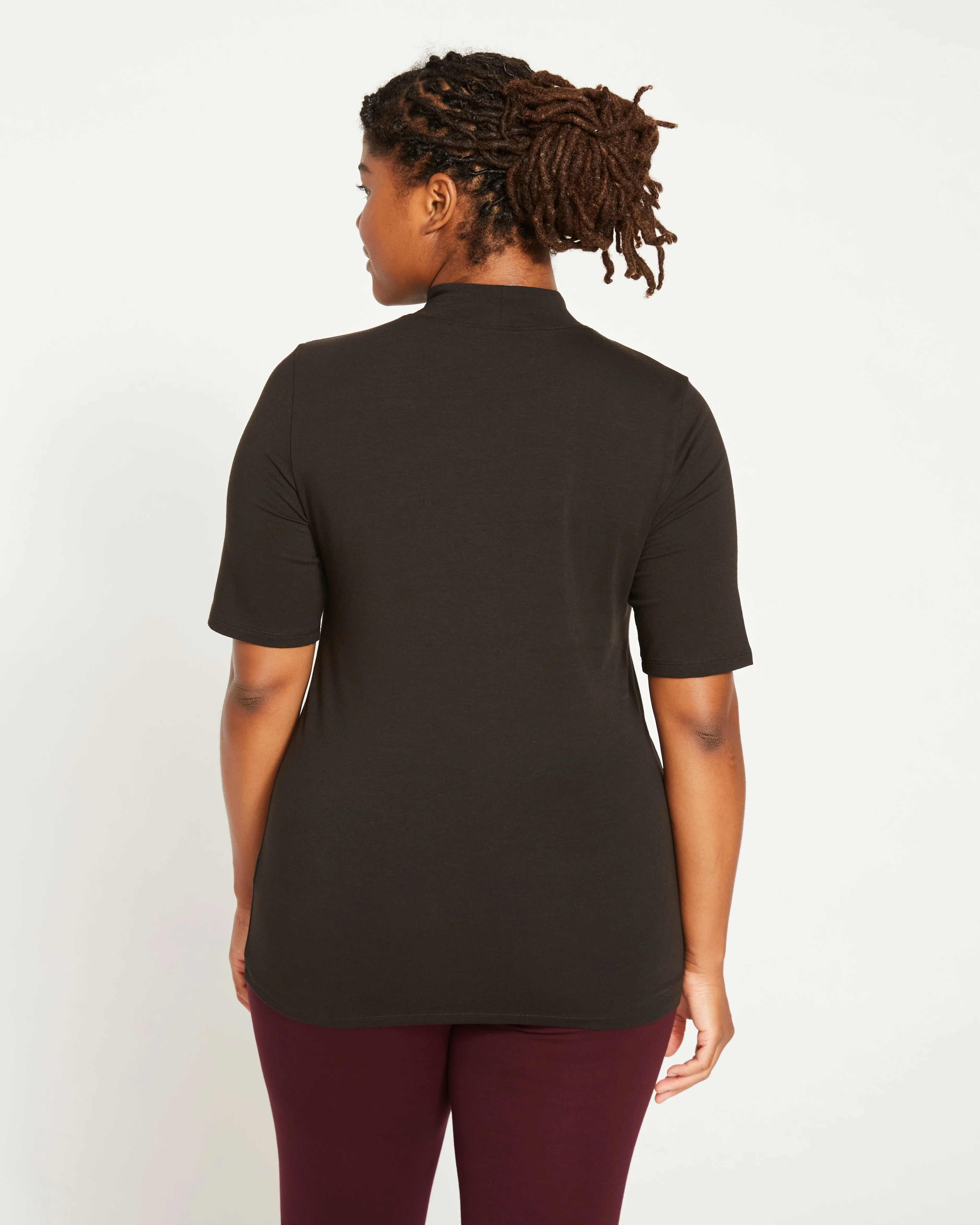 Modern Mock Neck Tee - Black - Image 4