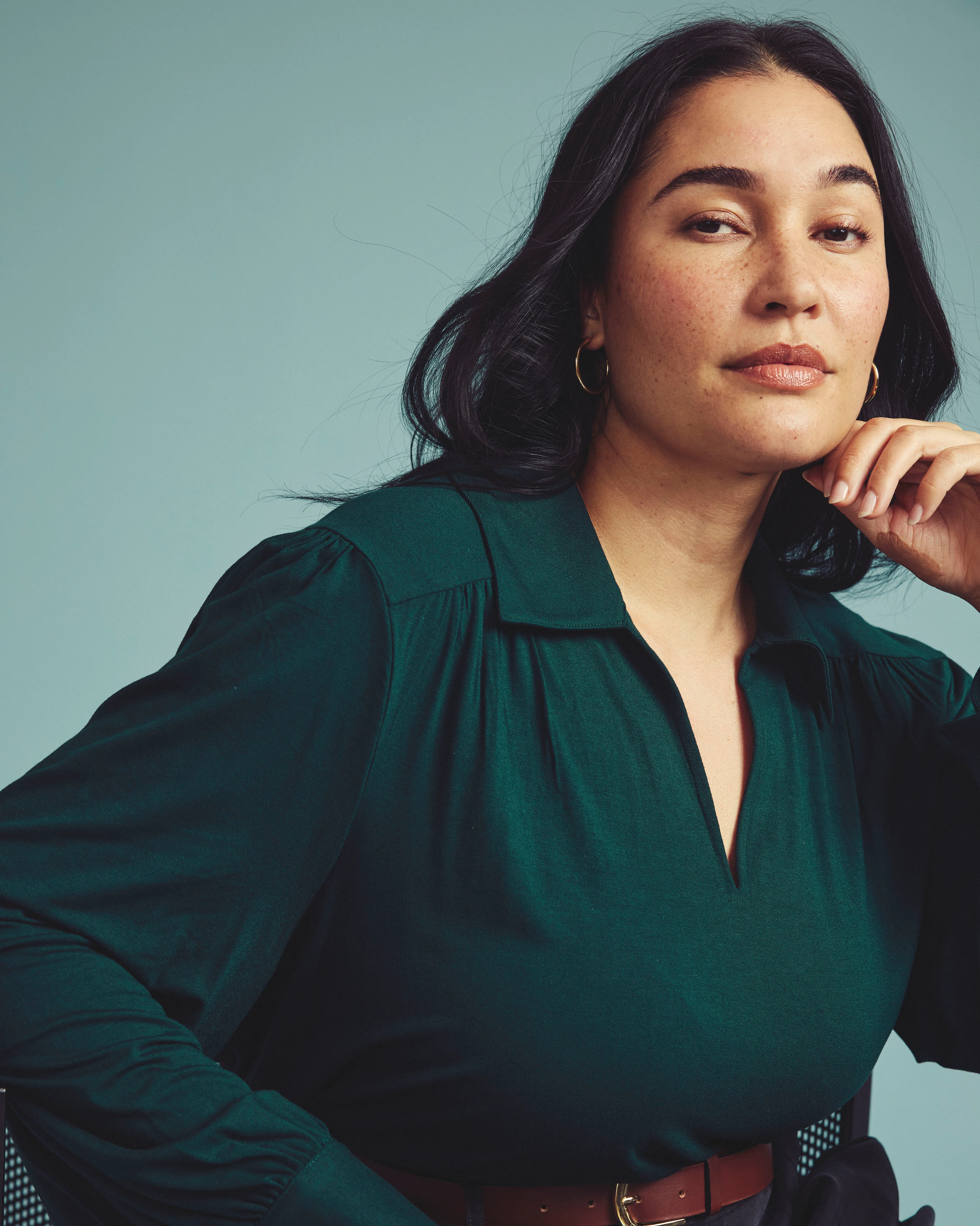 Moore Liquid Jersey Blouse - Forest Green - Image 2