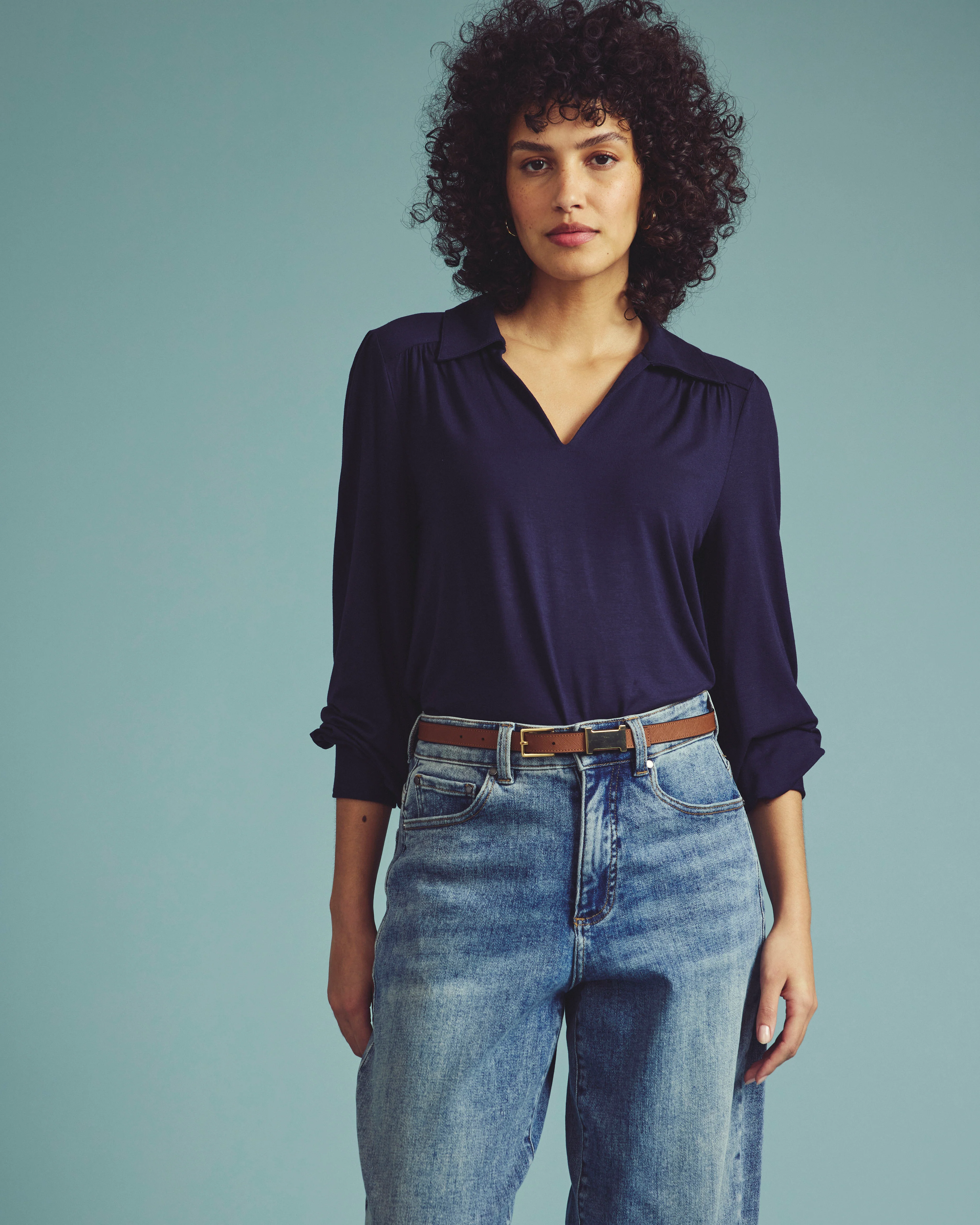 Moore Liquid Jersey Blouse - Midnight - Image 2