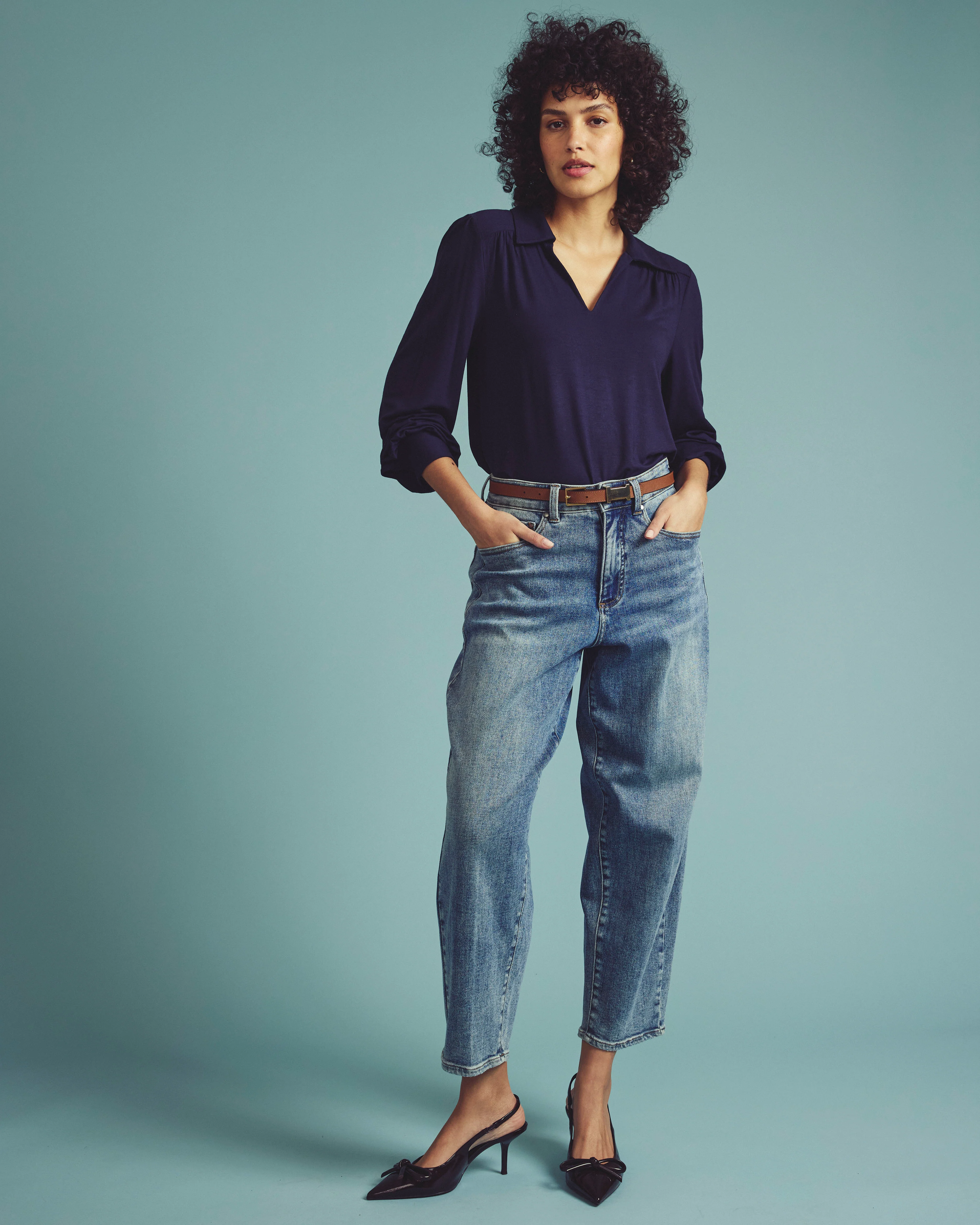 Moore Liquid Jersey Blouse - Midnight - Image 4