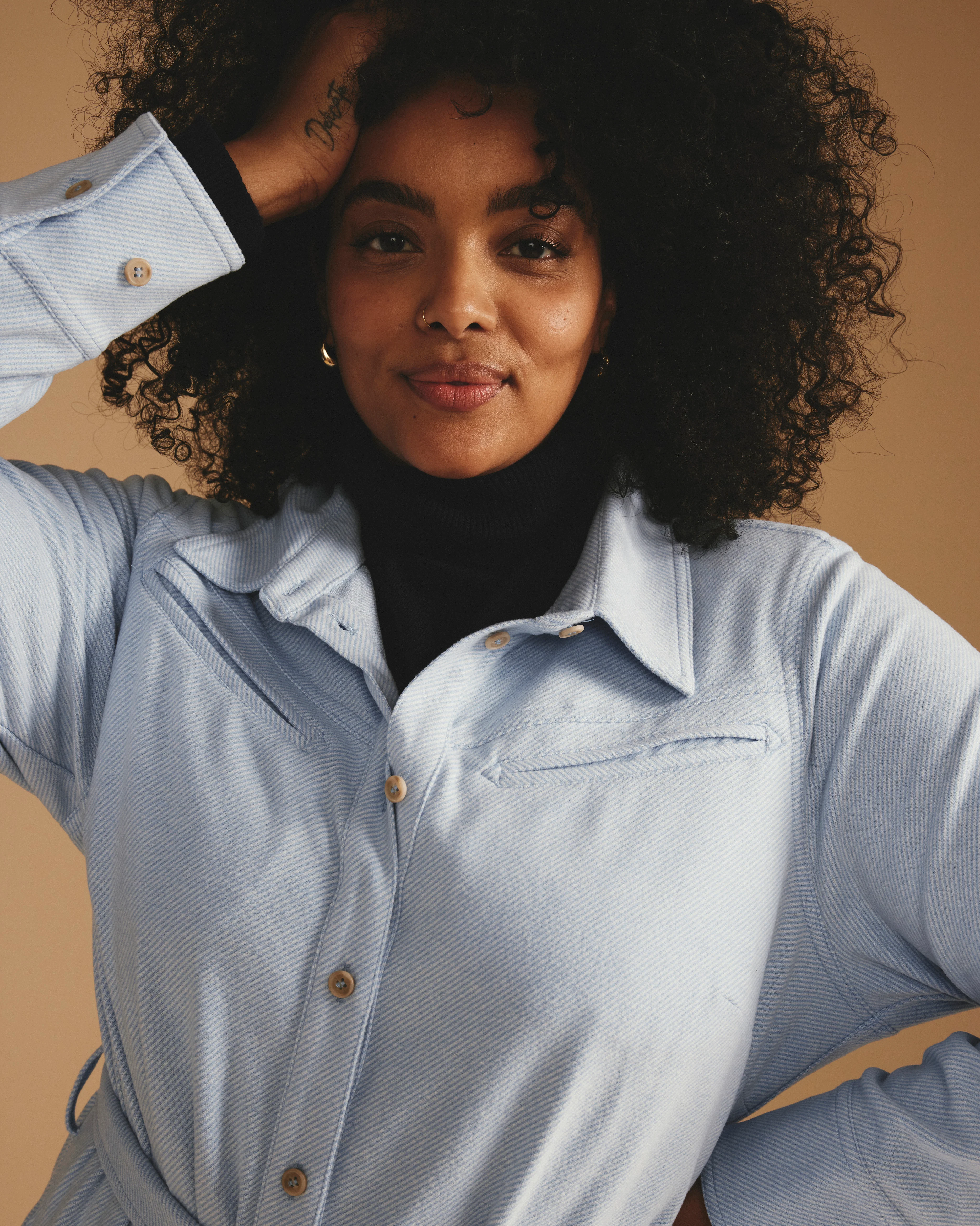 Morgan Belted Stretch Flannel Shirtdress - Battenberg Twill - Image 2