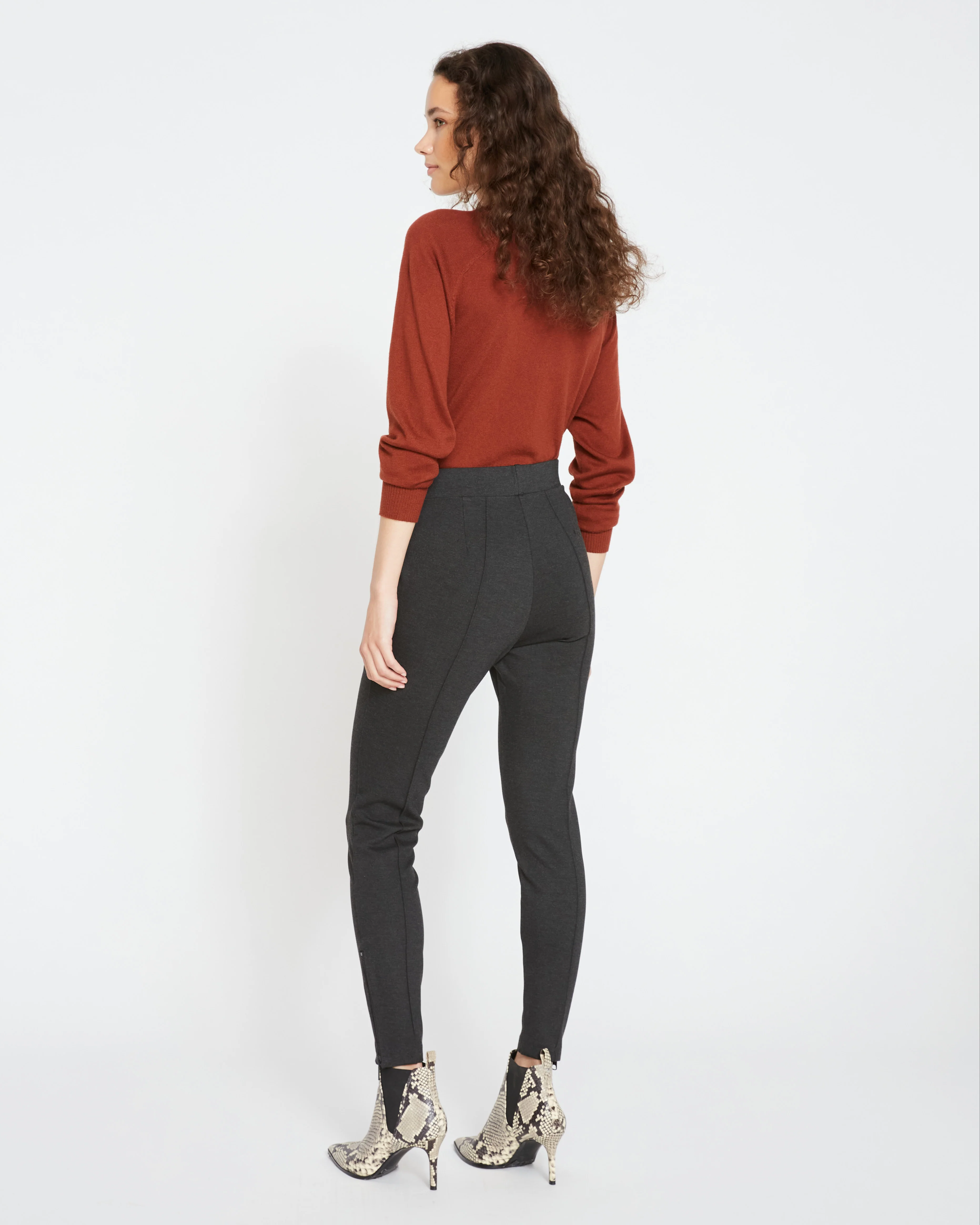 Moro Pintuck Pocket Ponte Pants - Charcoal - Image 5