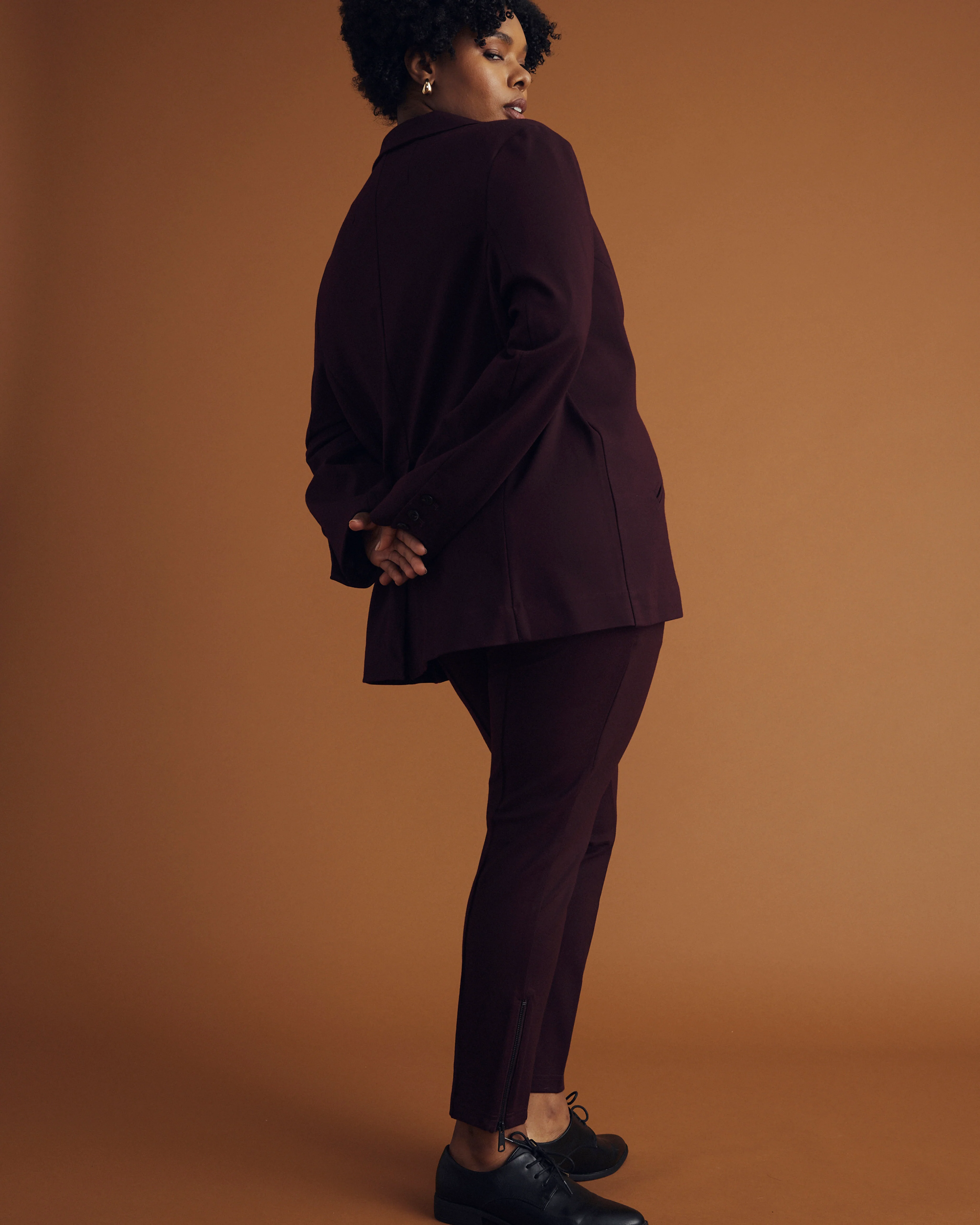 Moro Pocket Signature Ponte Pants - Black Cherry - Image 2