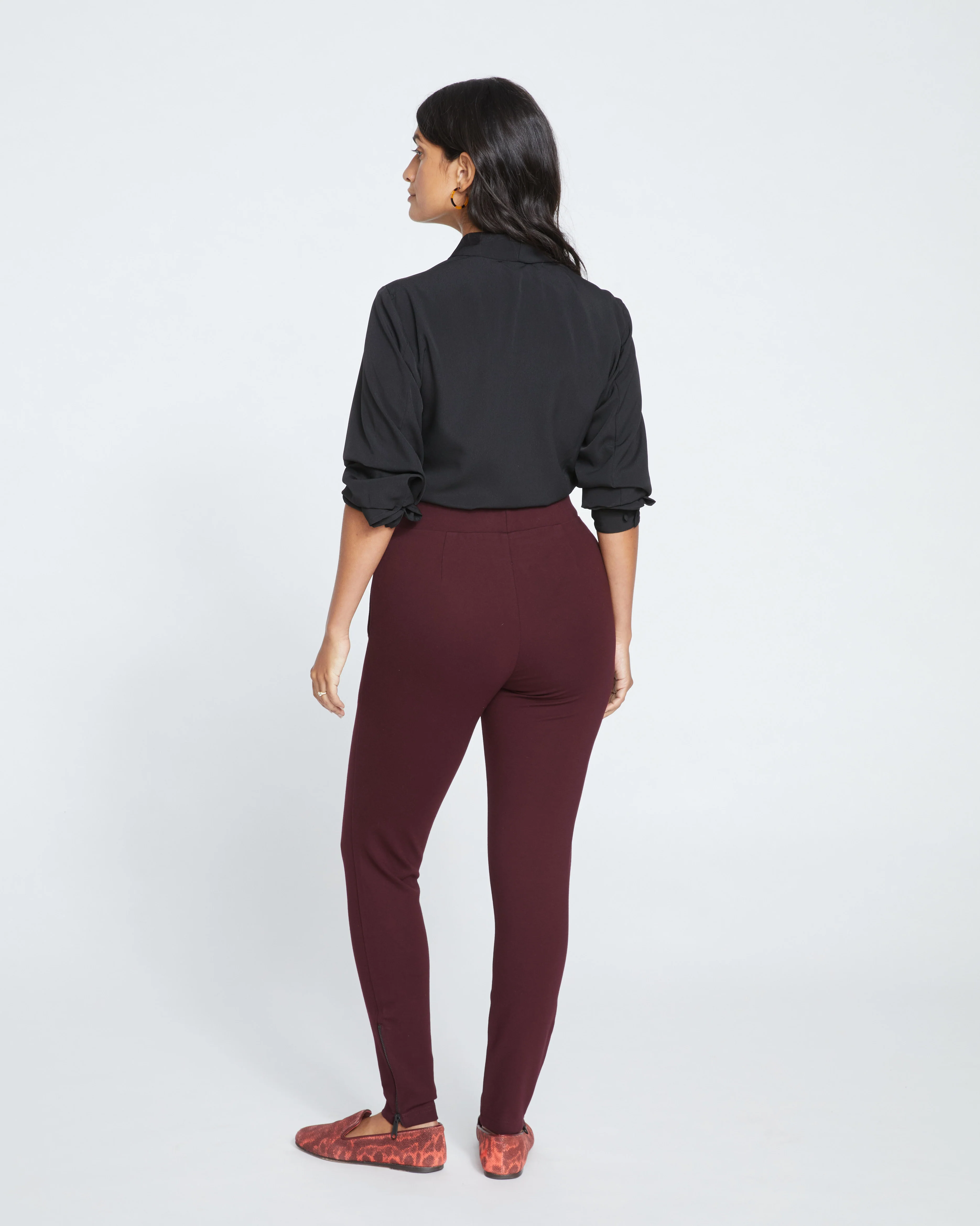 Moro Pocket Signature Ponte Pants - Black Cherry - Image 5