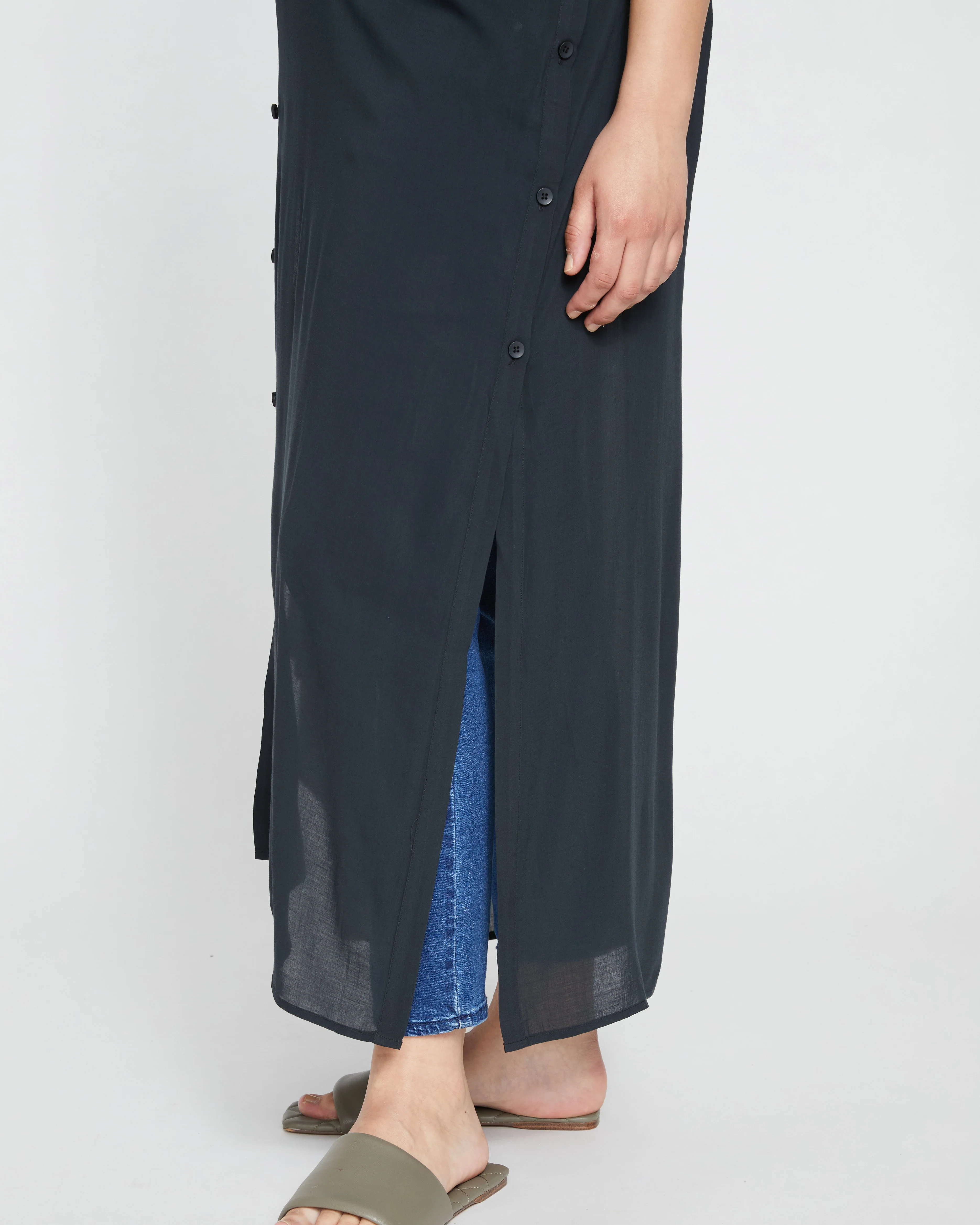Nailah Button Down Tunic - Black - Image 4