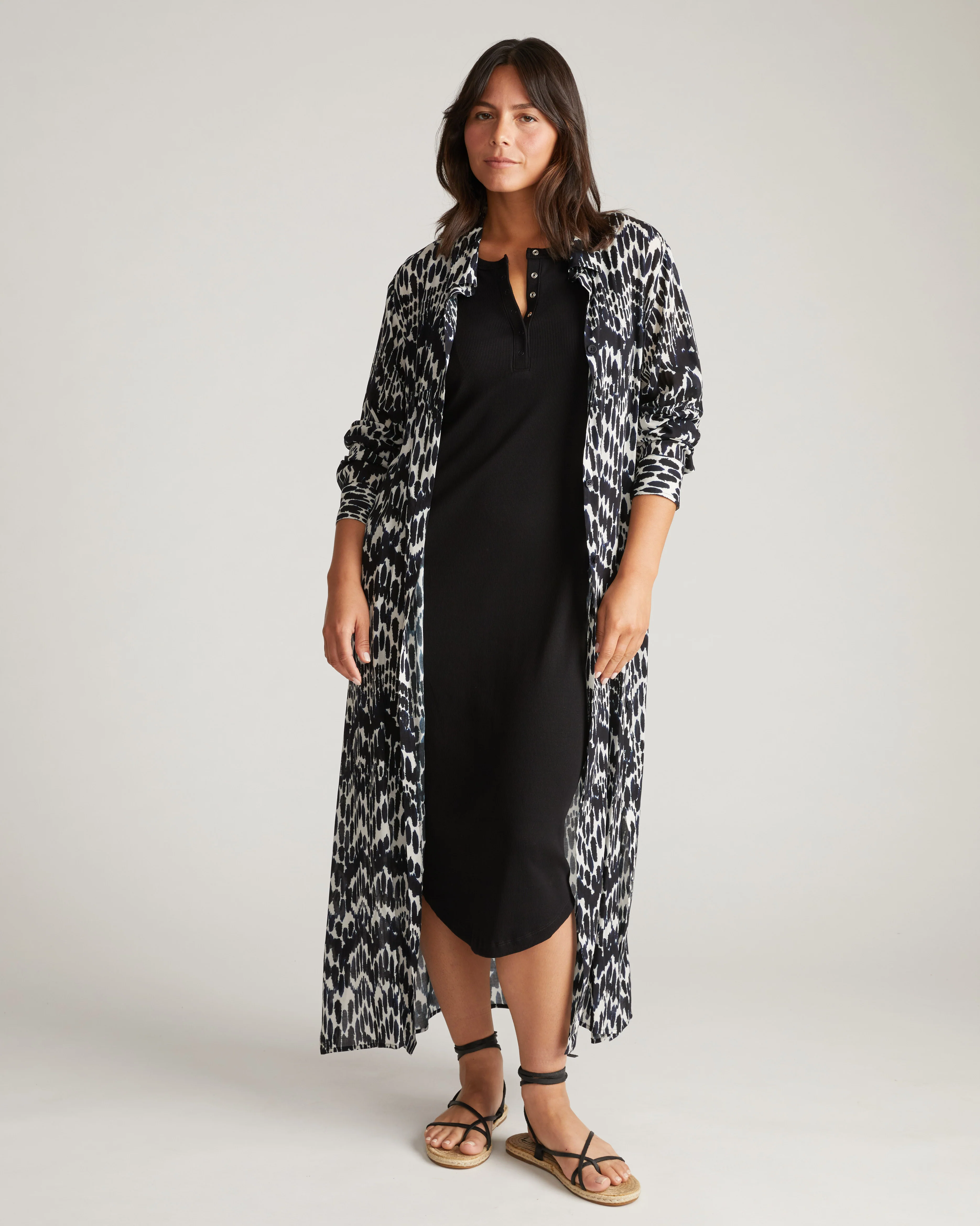 Nailah Button Down Tunic - Indigo Waterfall Print - Image 2