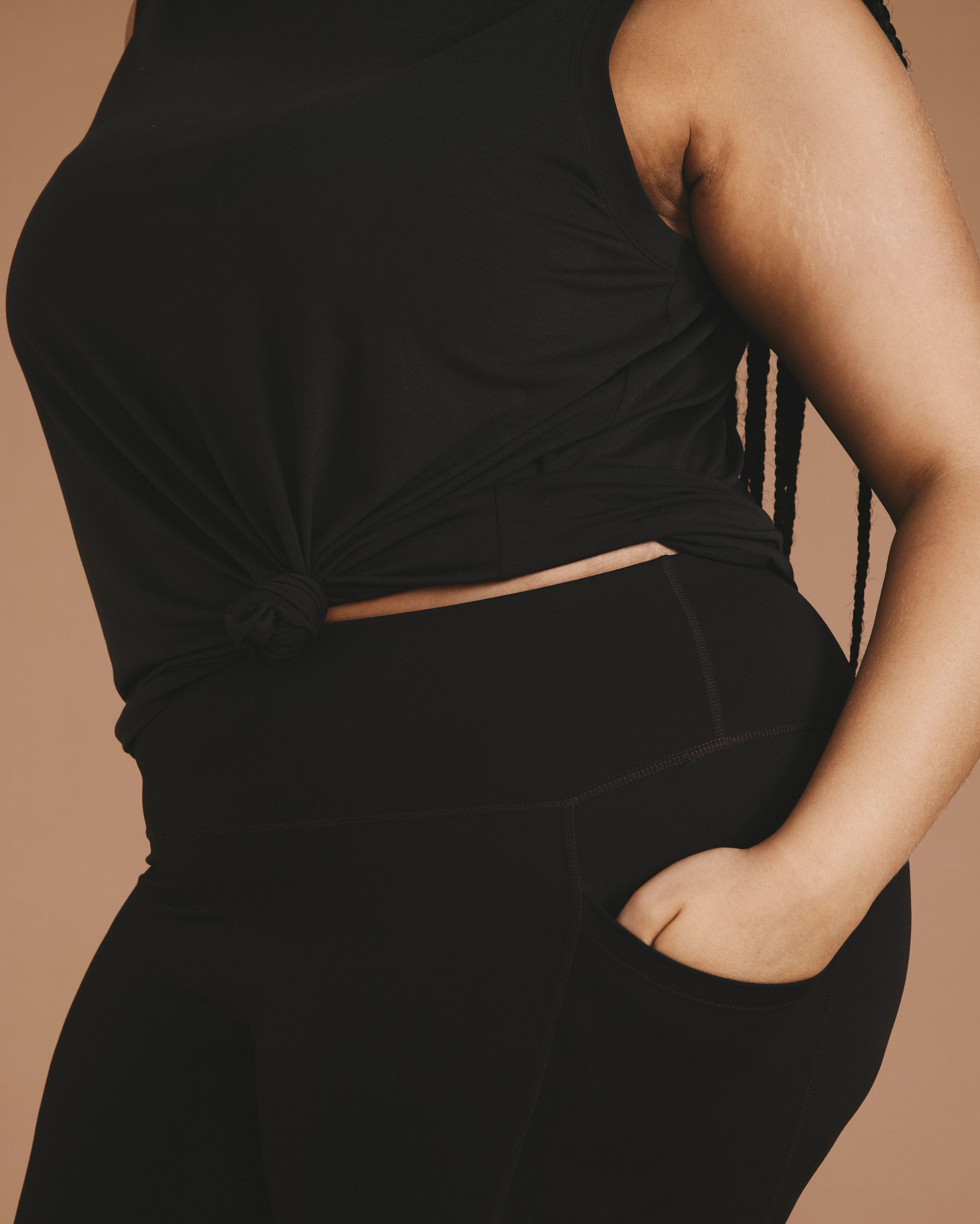 Next-to-Naked Cropped Pocket Legging - Deep Brown - Image 2