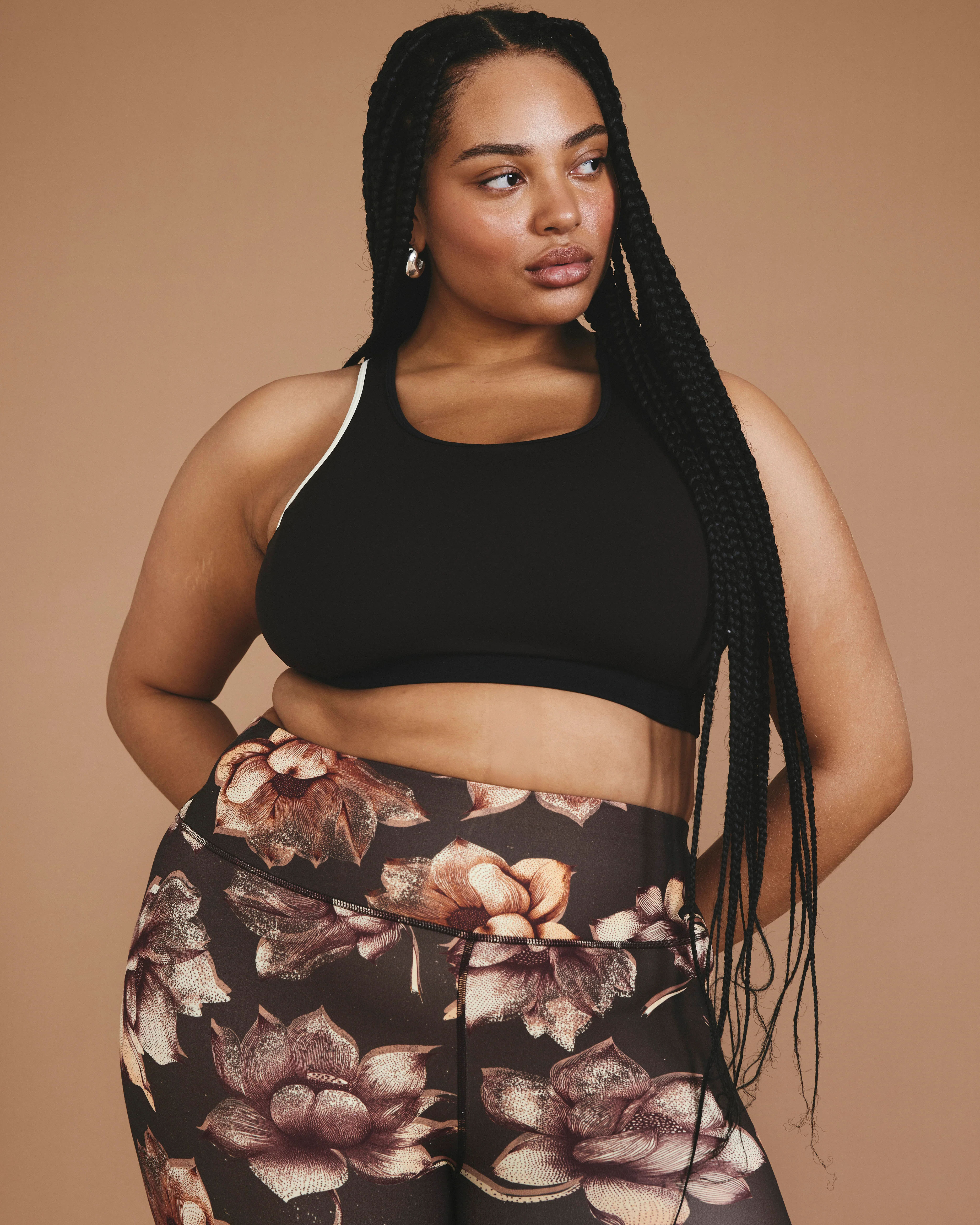 Next-to-Naked Racerback Sports Bra - Deep Brown/Dove Wing Trim - Image 2