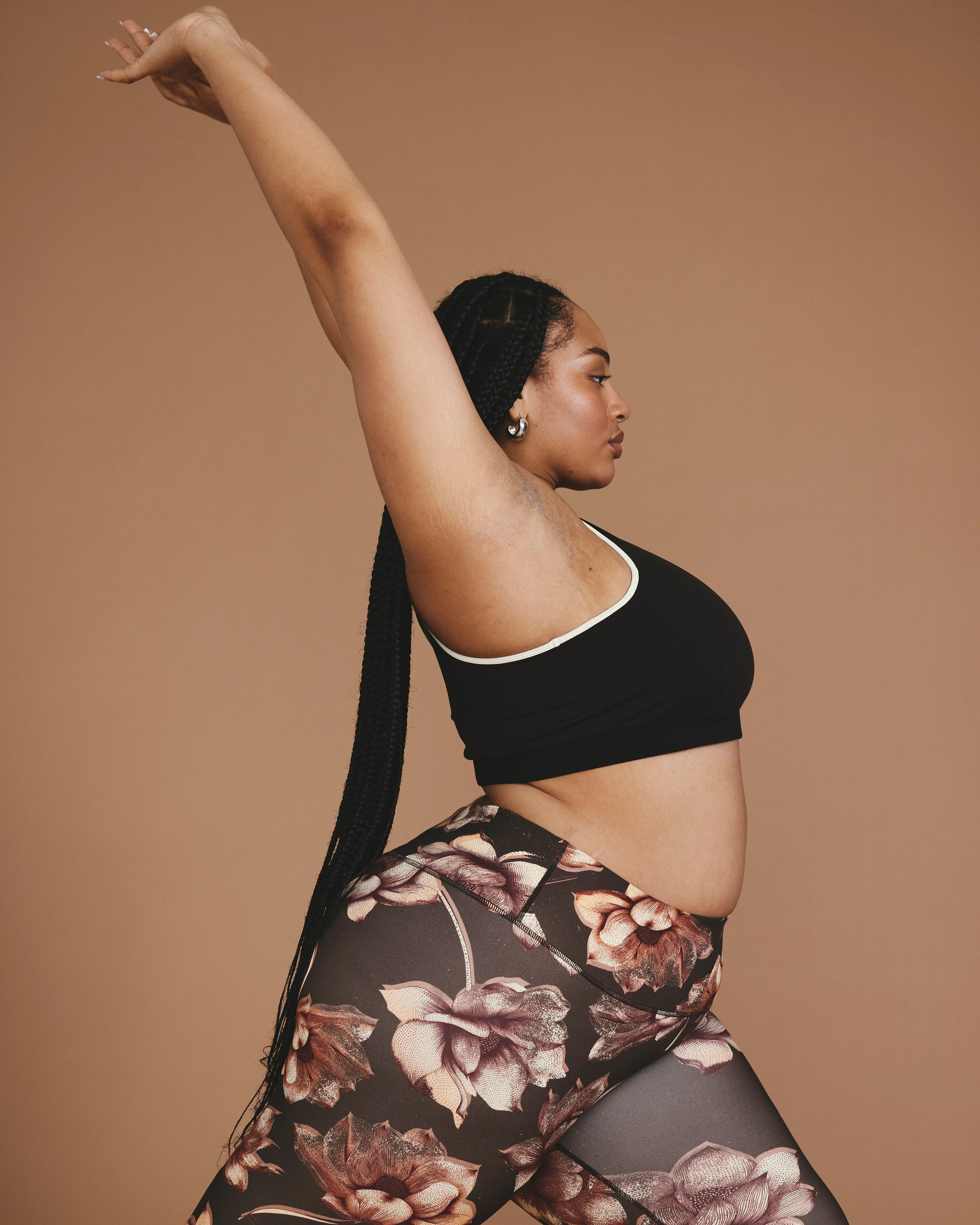 Next-to-Naked Racerback Sports Bra - Deep Brown/Dove Wing Trim - Image 3