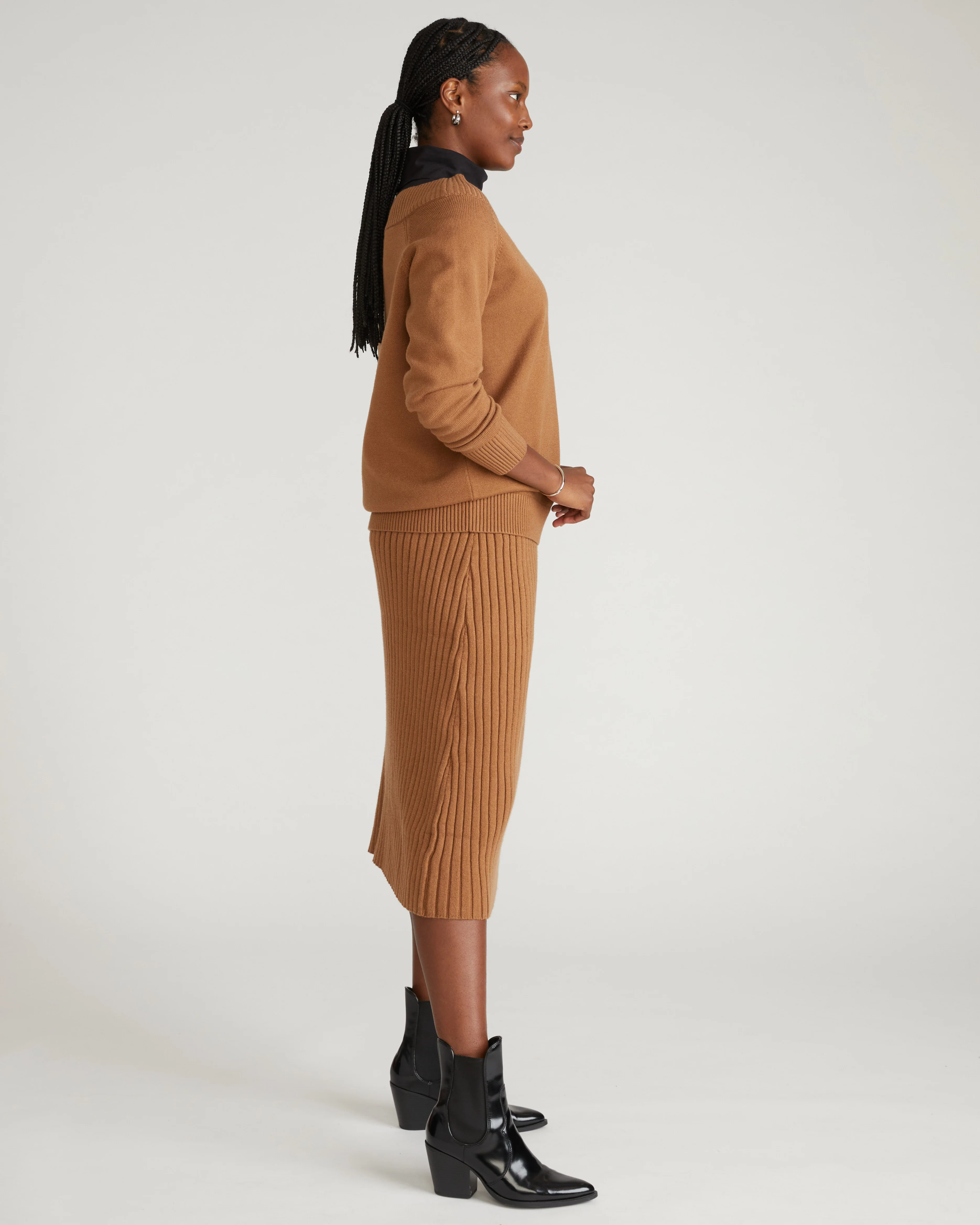 Noomi Cold Shoulder Sweater - Classic Camel - Image 4