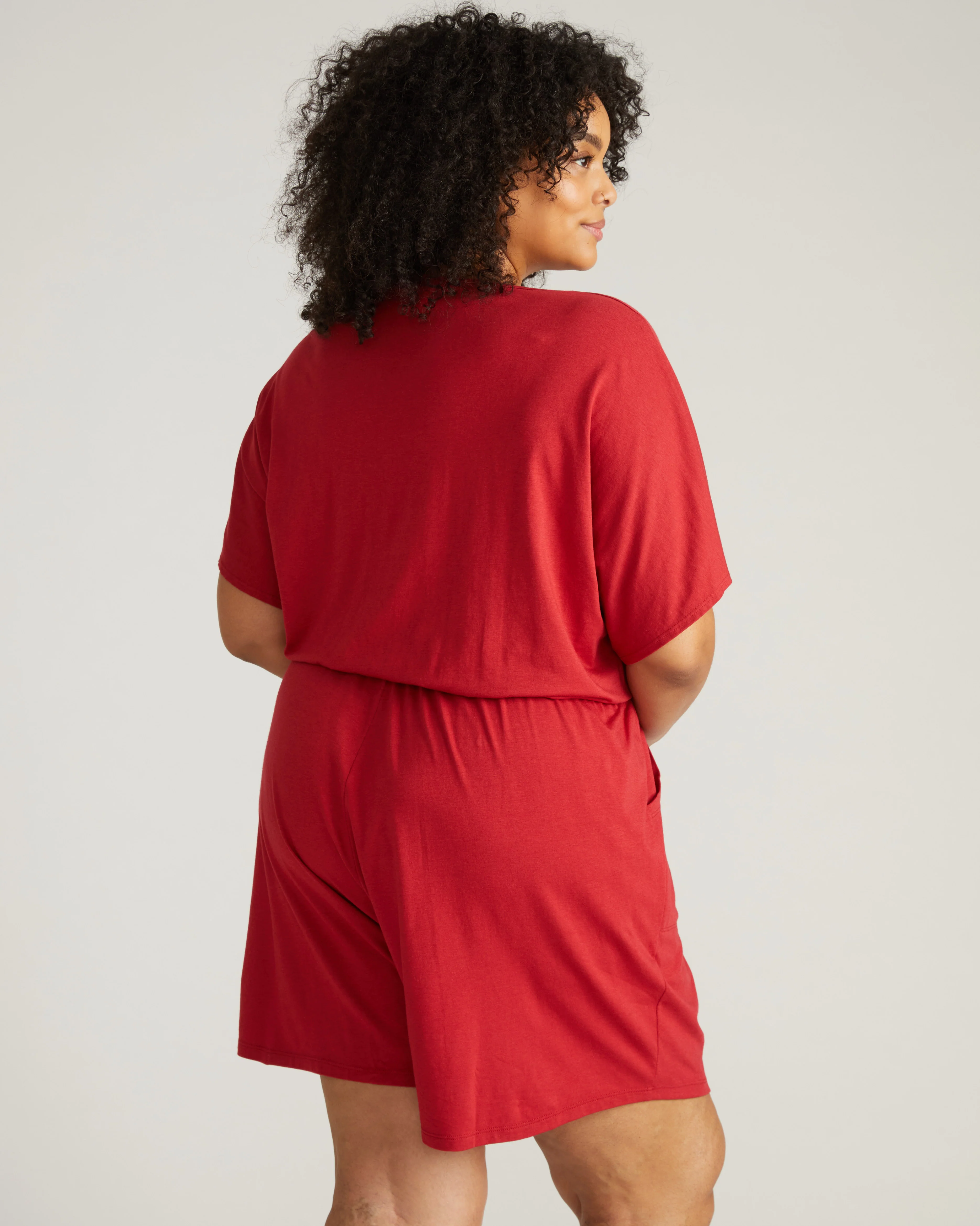 Nora Cross Front Romper - Raspberry - Image 3