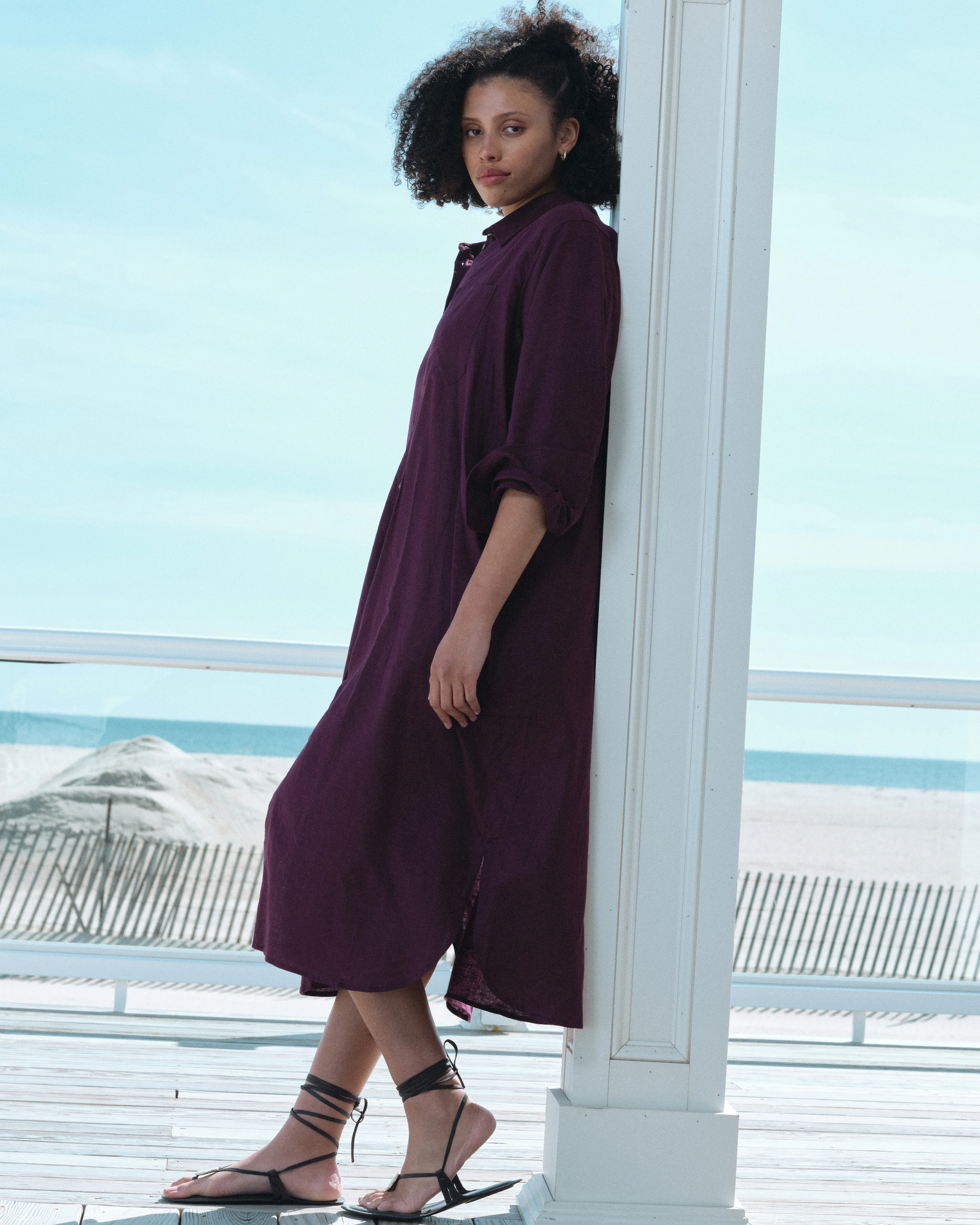 Odeon Linen Shirtdress - Acai - Image 3