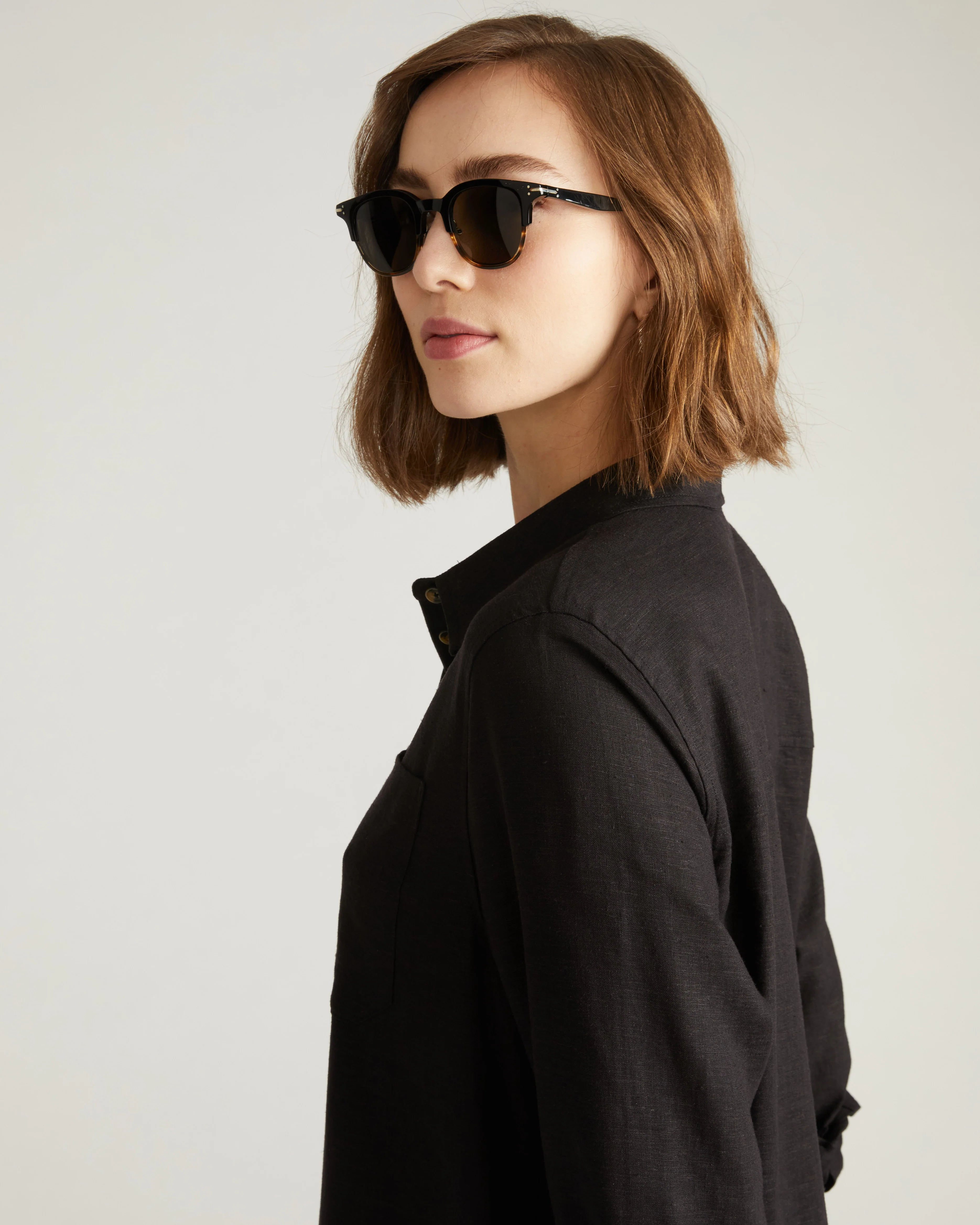 Odeon Linen Shirtdress - Black - Image 3