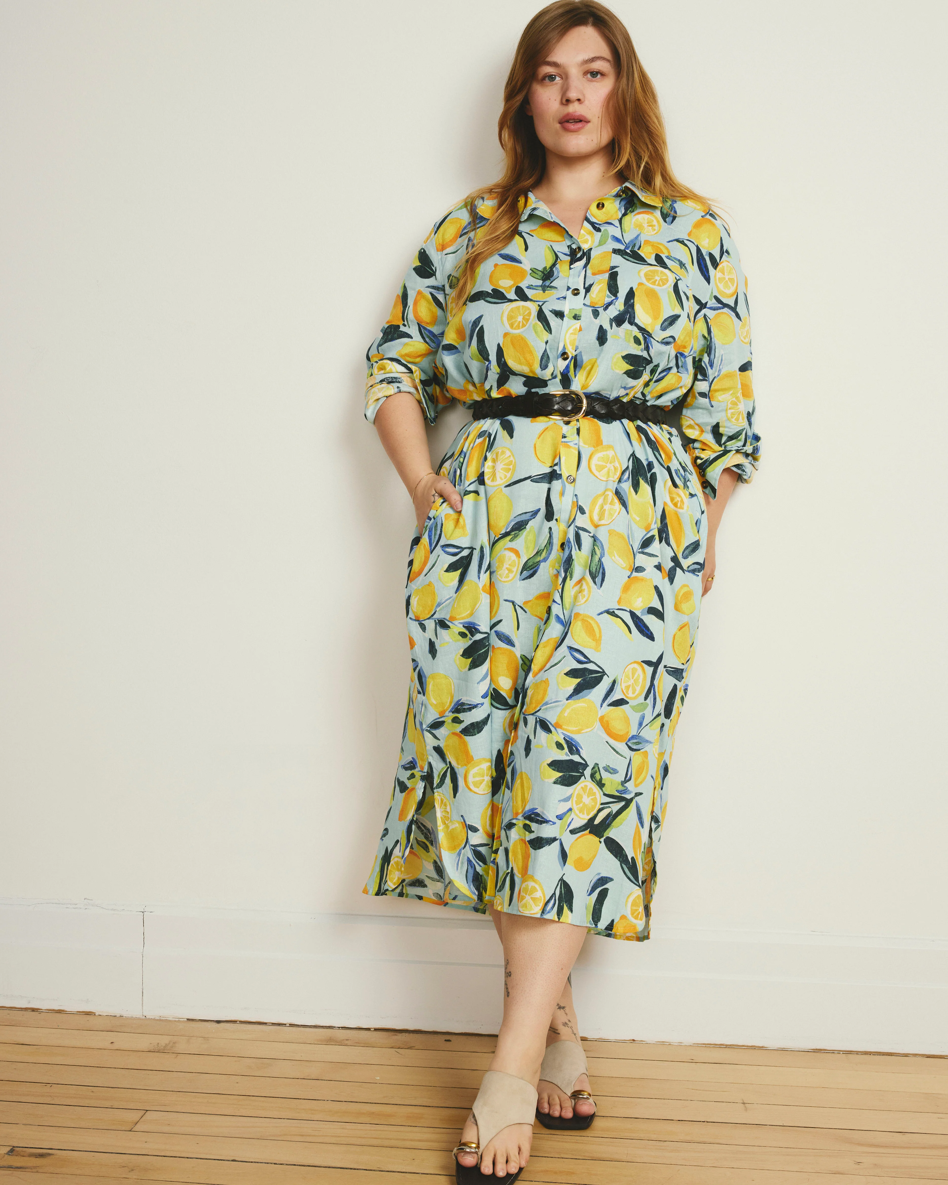 Odeon Linen Shirtdress - Limoncello Print - Image 3