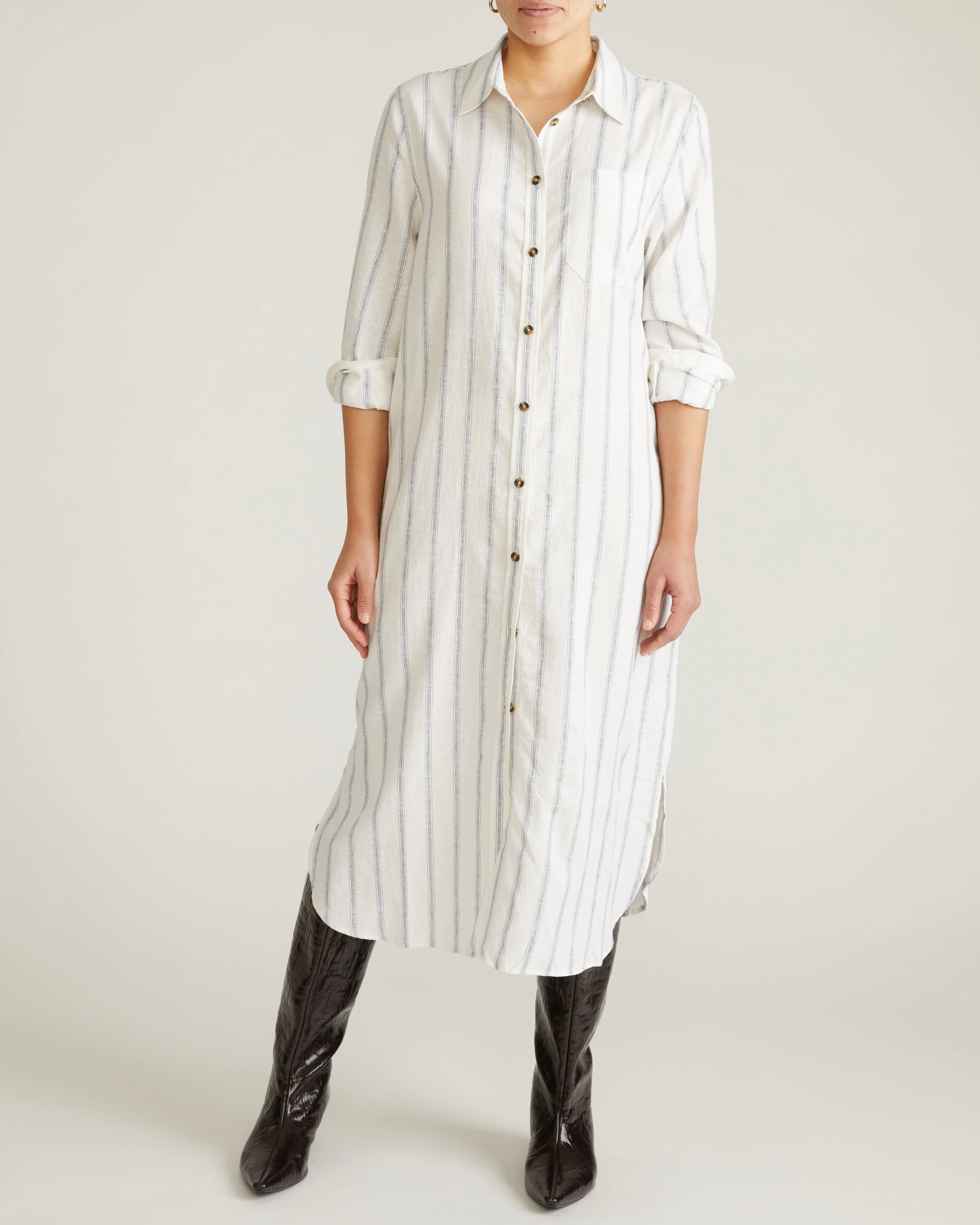 Odeon Linen Shirtdress - Mayfair Stripe - Image 3