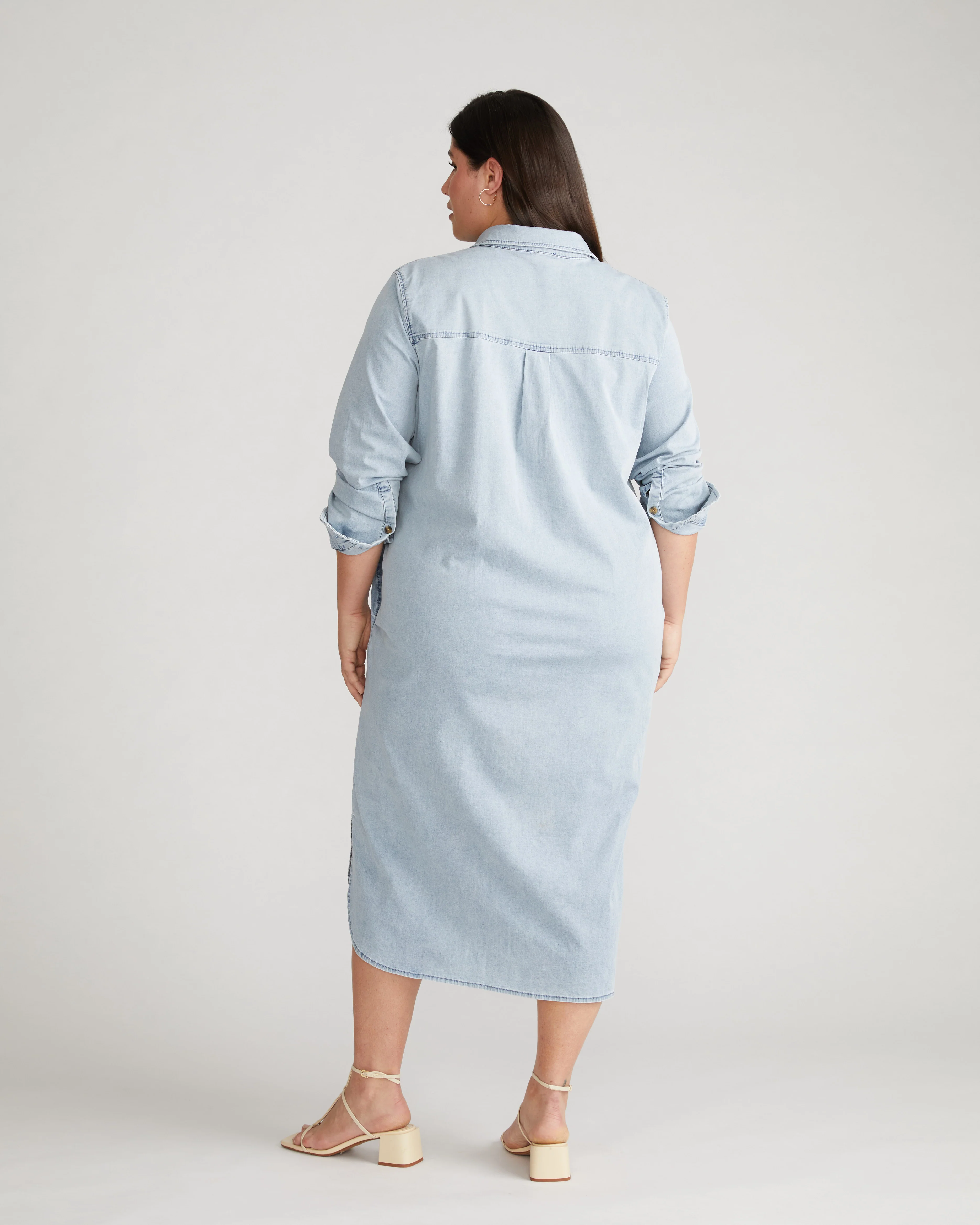 Odeon Stretch Cotton Chambray Shirtdress - Heritage Blue - Image 3