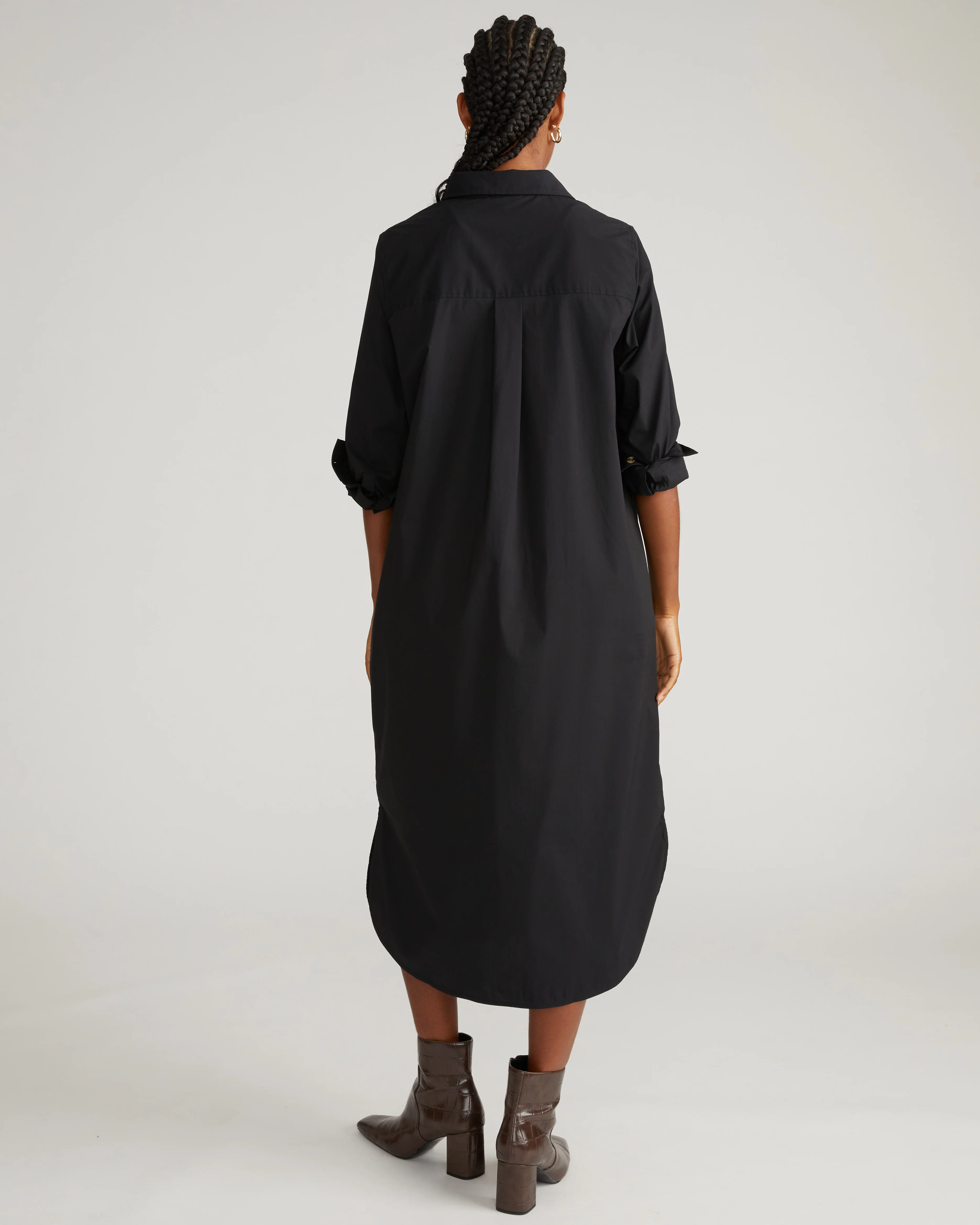 Odeon Stretch Poplin Shirtdress - Black - Image 3