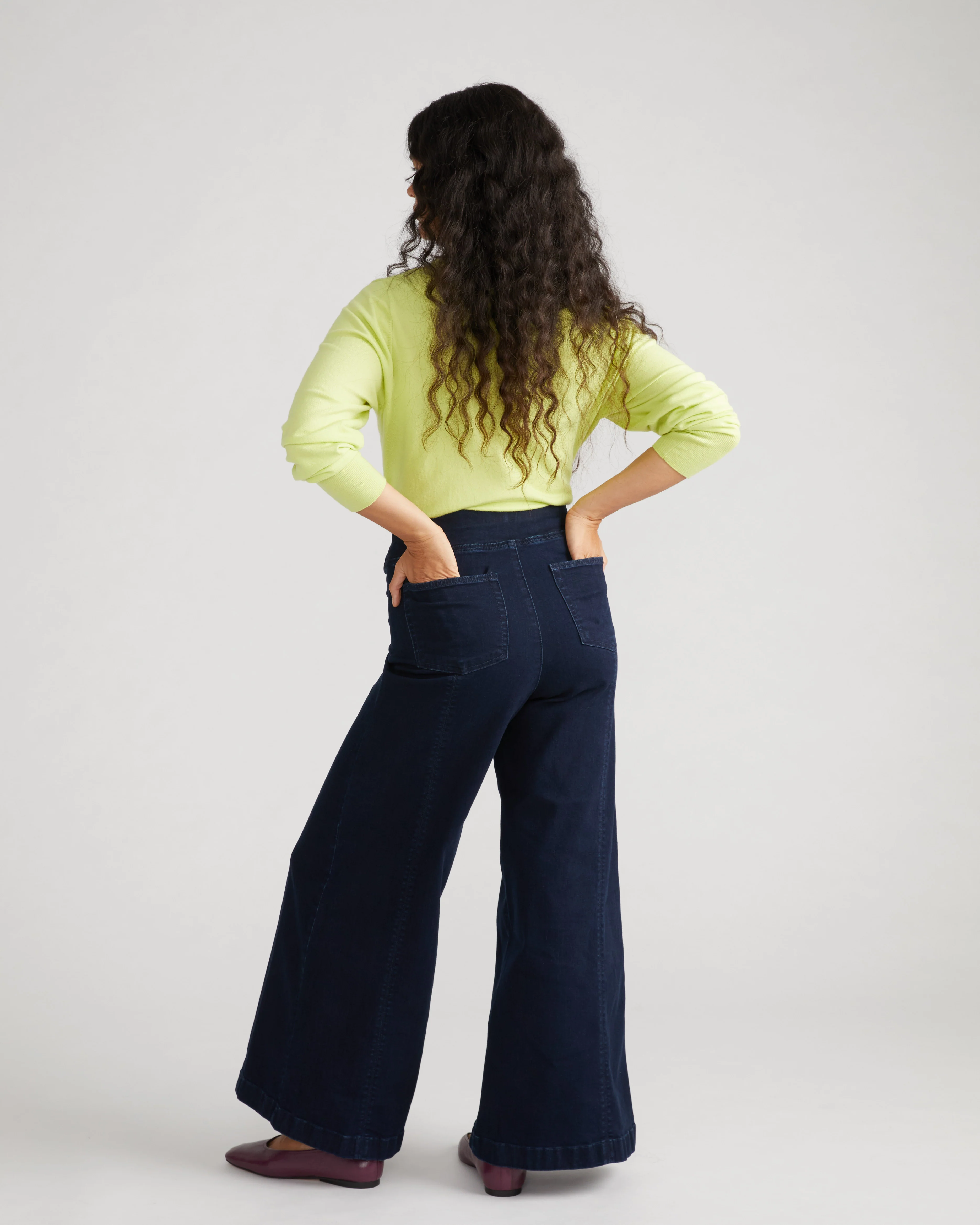 Olivia Pintuck Wide Leg Jeans - Dark Indigo - Image 3