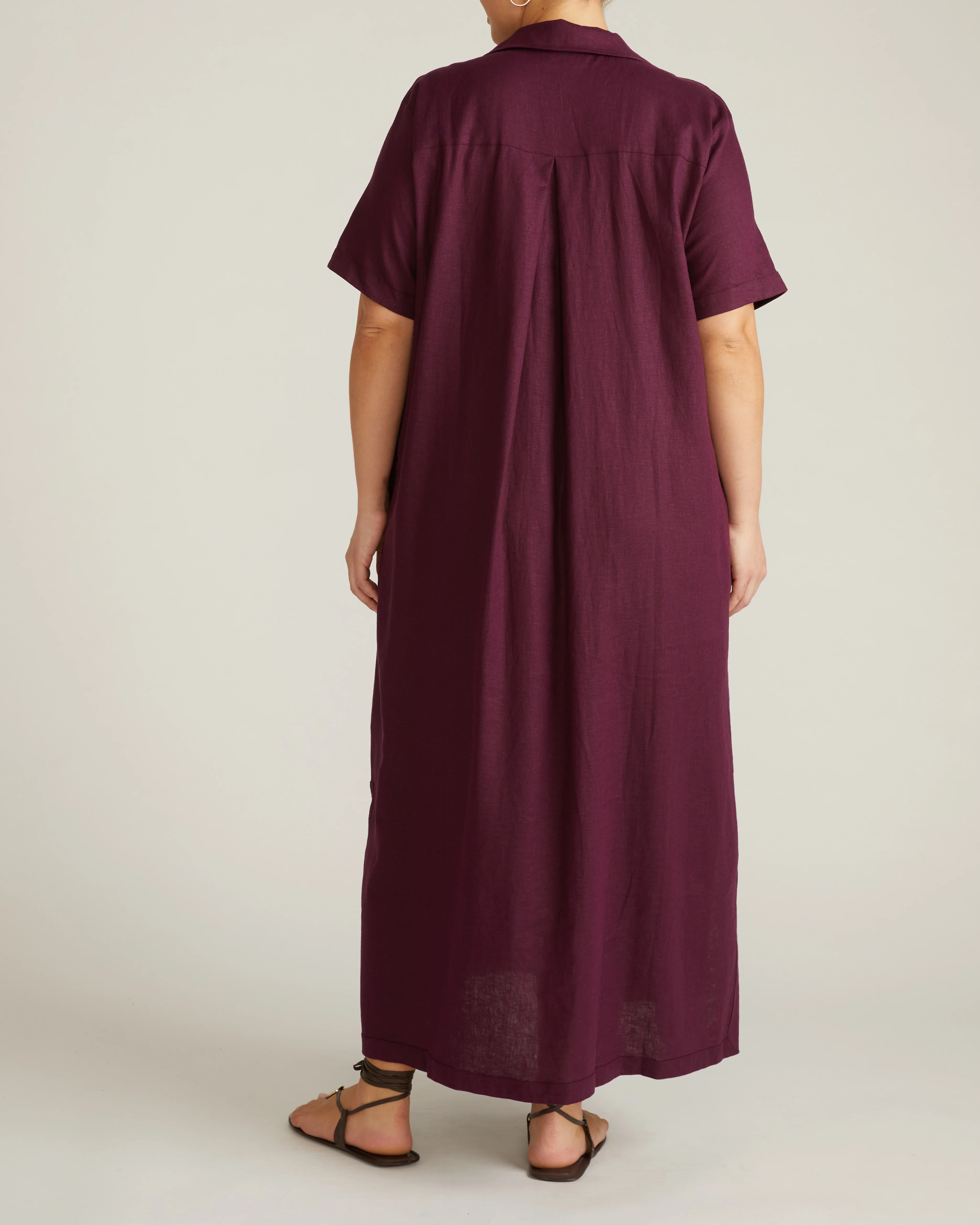 Padma Polo Neck Linen Dress - Acai - Image 5