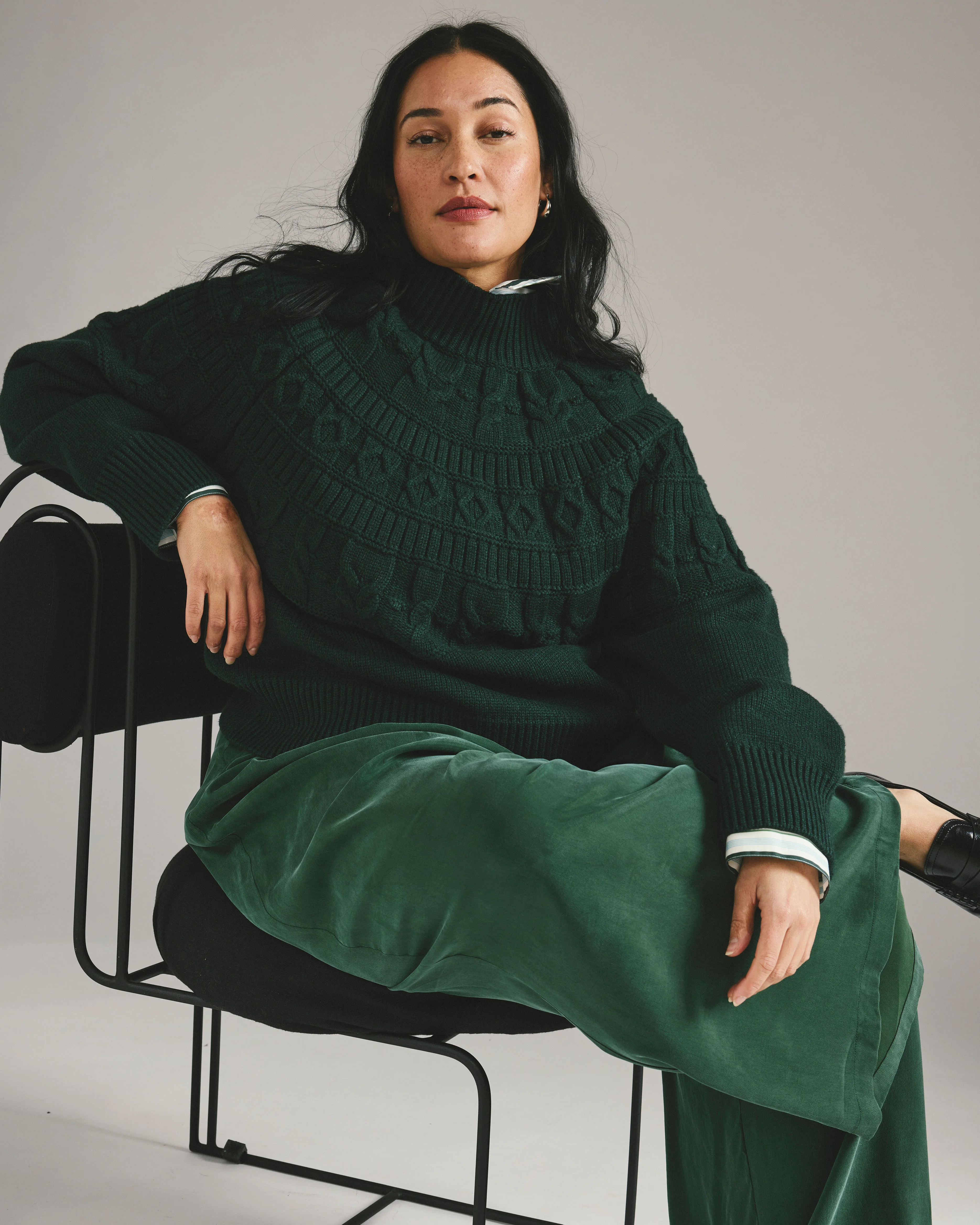 Palais Cooling Cupro Wide Leg Pant - Forest Green - Image 4