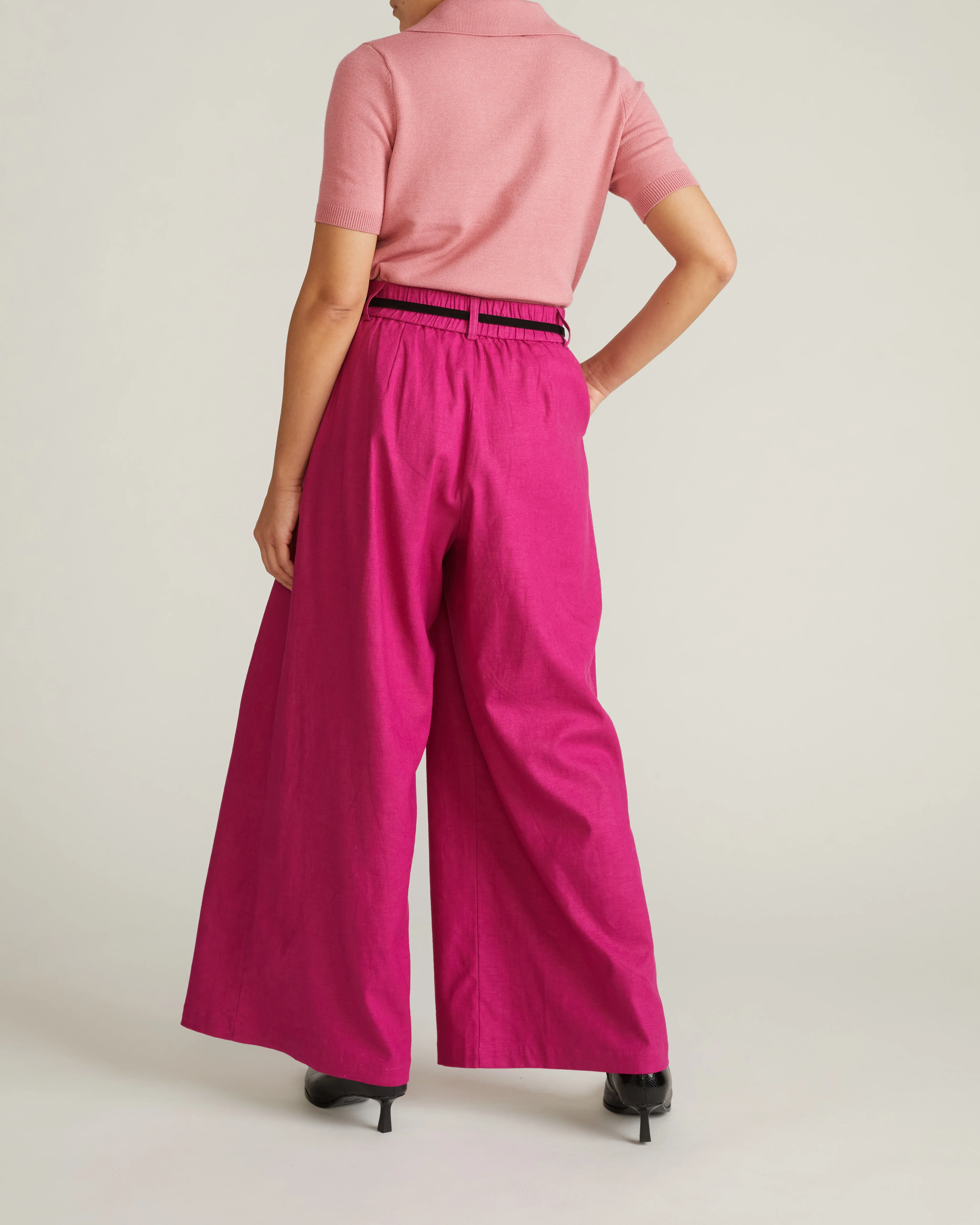 Palais Stretch Linen Wide Leg Pant - Hyper Pink - Image 6