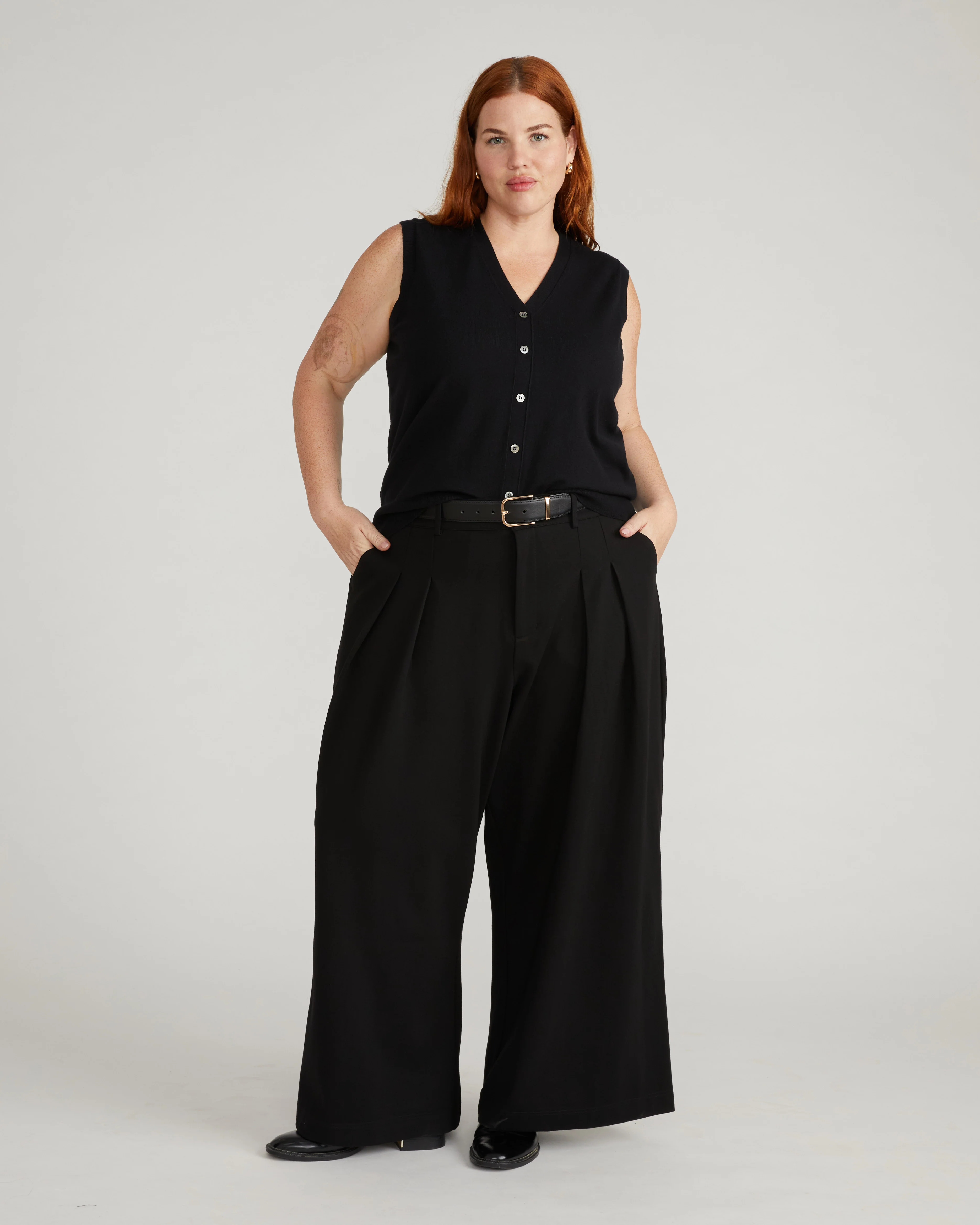 Palais Wide Leg Ponte Pants - Black - Image 3