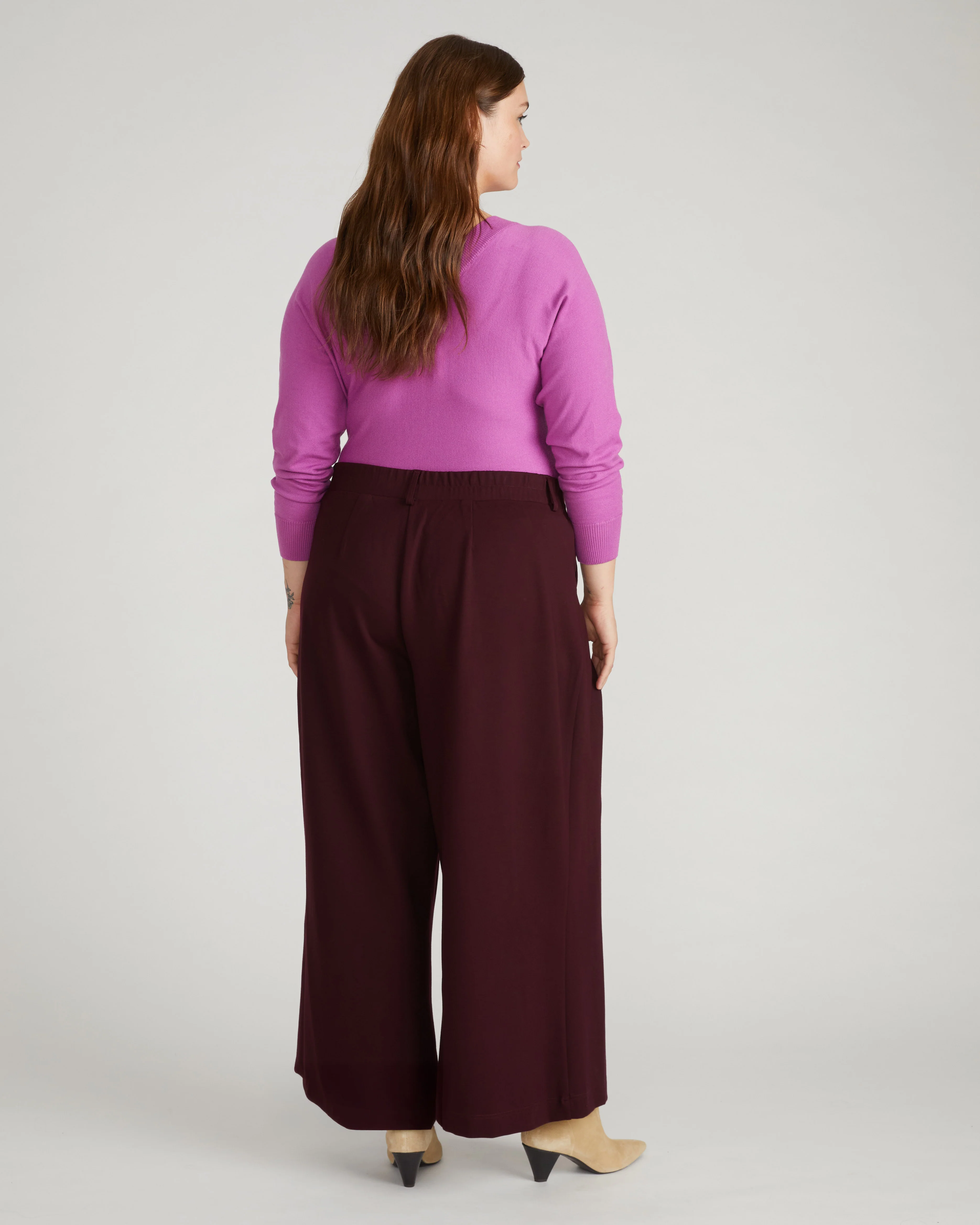 Palais Wide Leg Ponte Pants - Black Cherry - Image 3