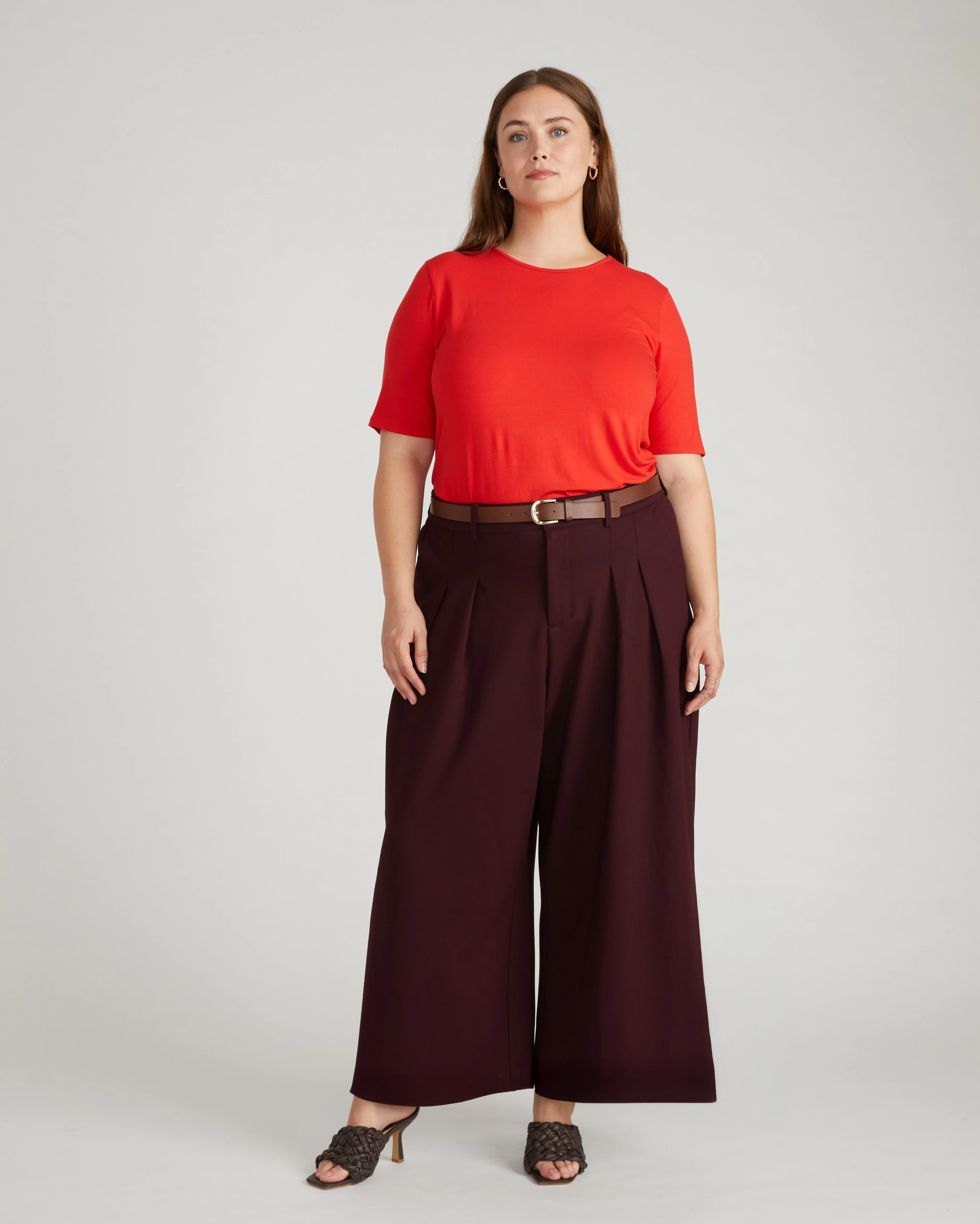 Palais Wide Leg Ponte Pants - Black Cherry - Image 4