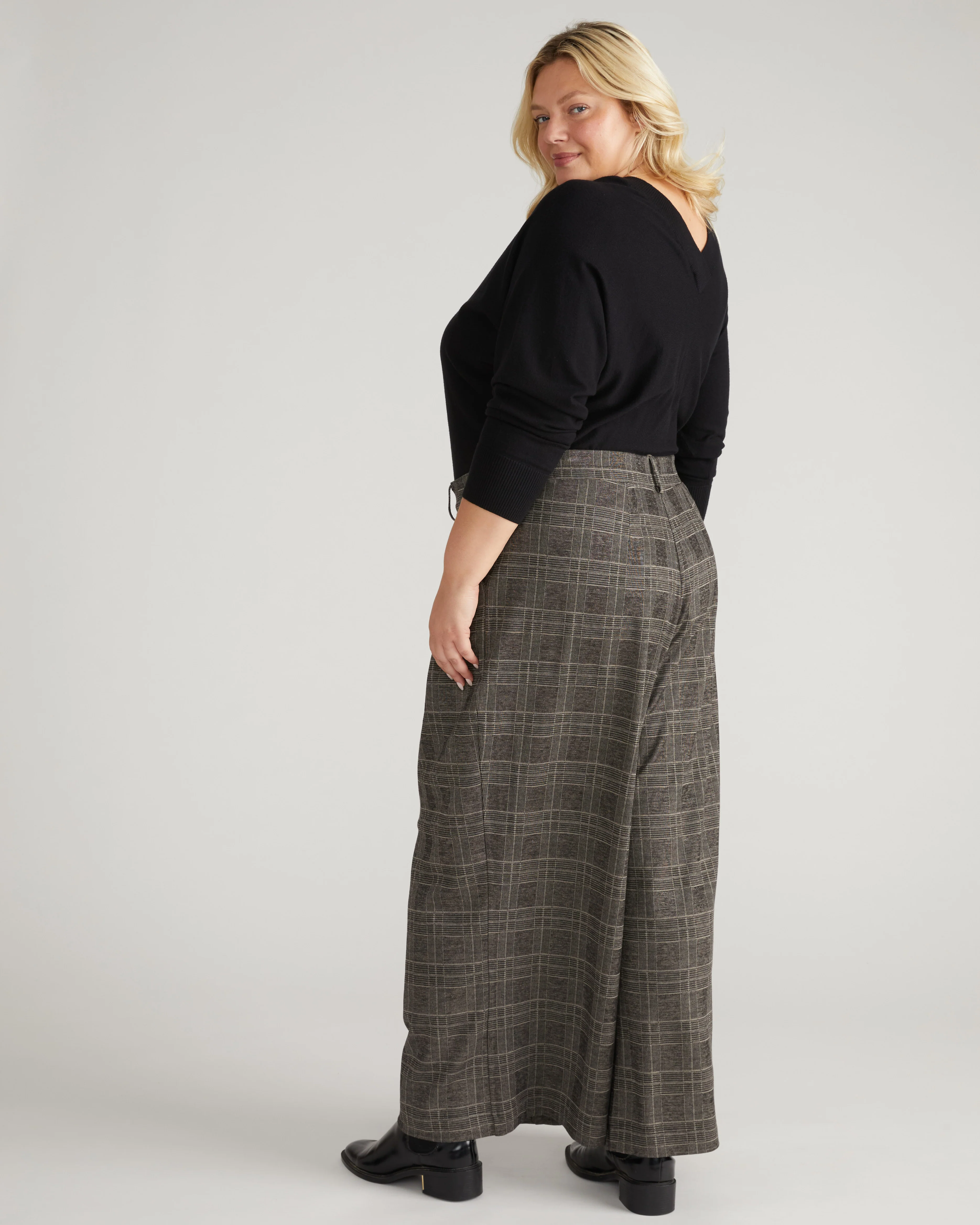 Palais Wide Leg Ponte Pants - British Plaid - Image 6