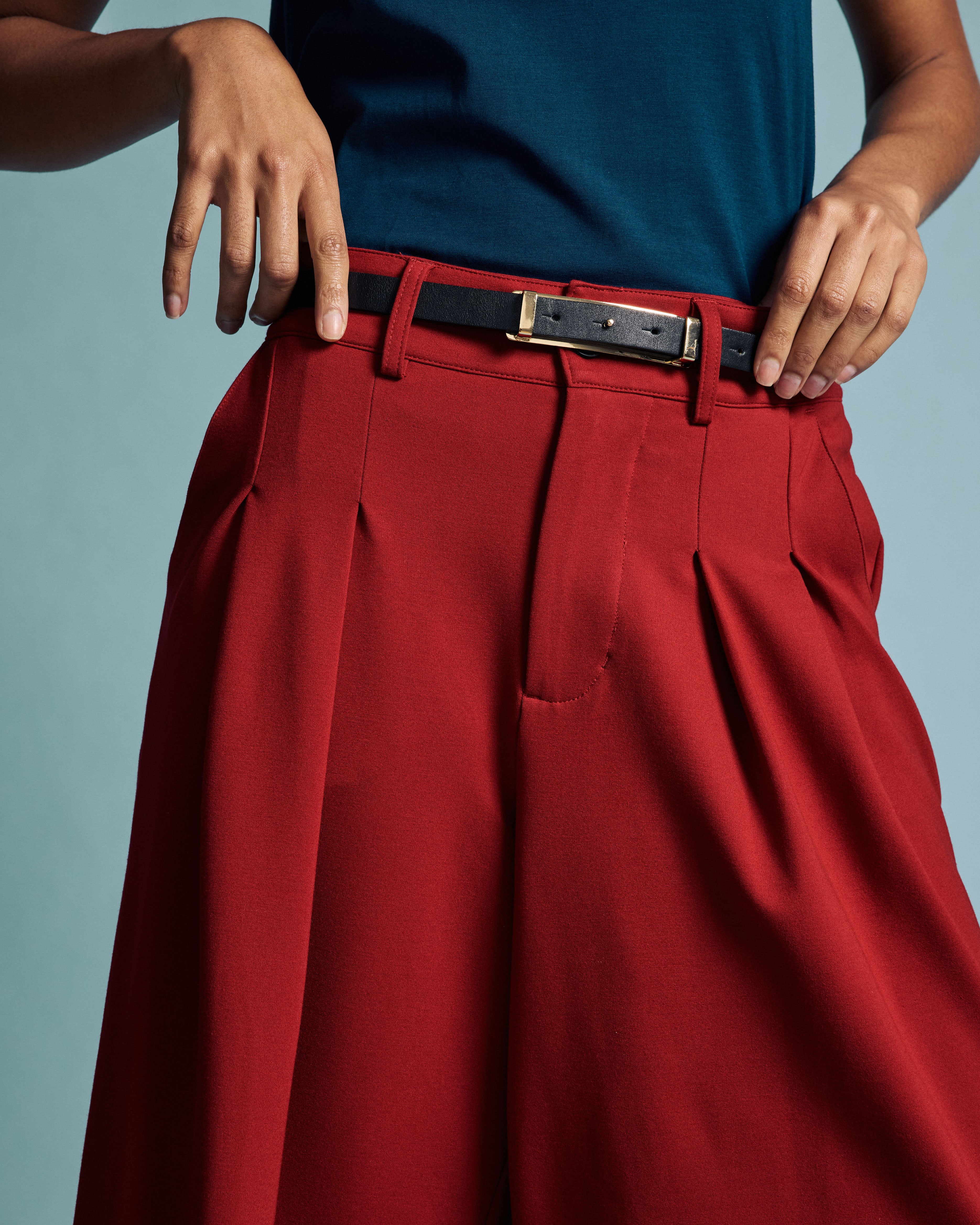 Palais Wide Leg Ponte Pants - Garnet - Image 2