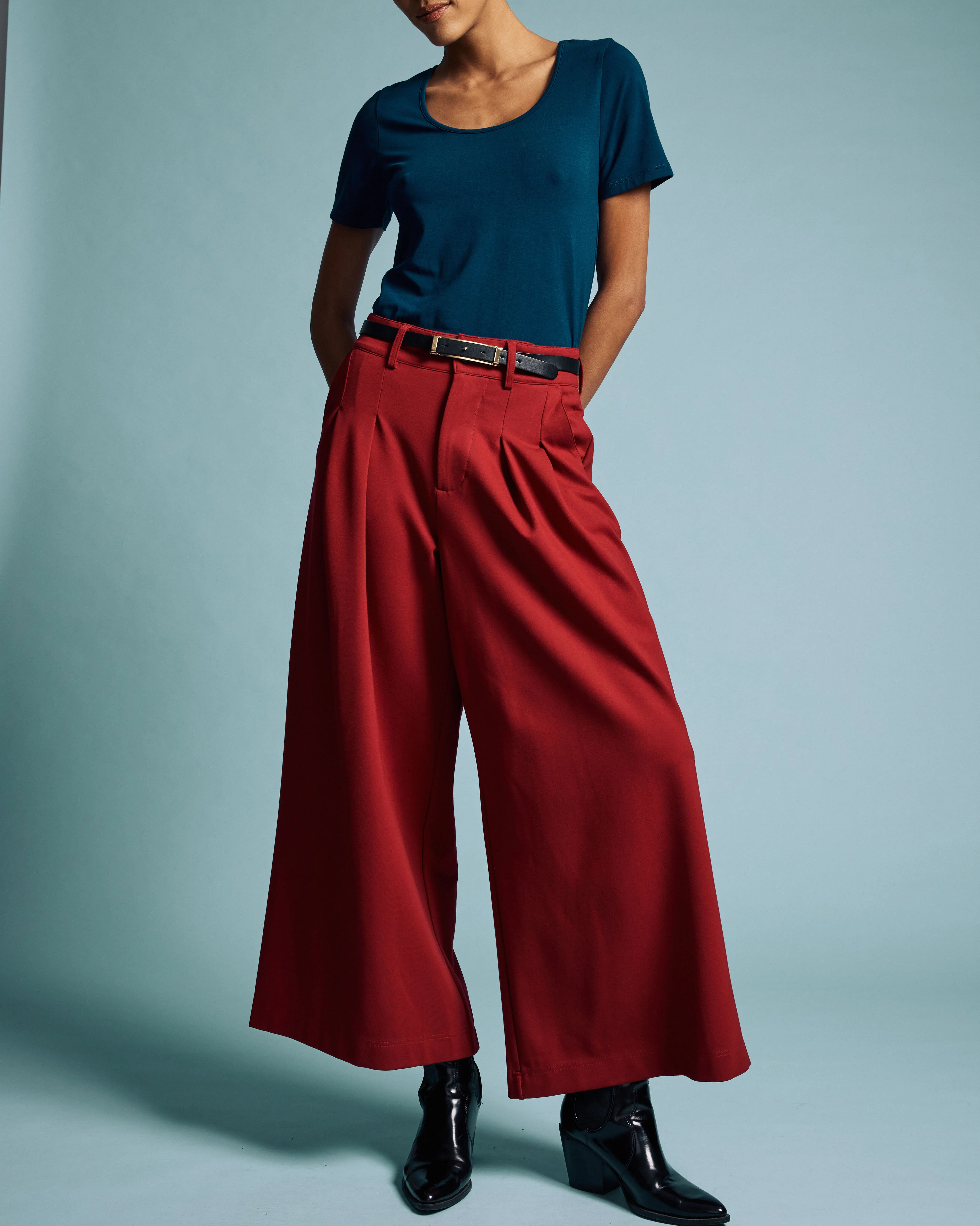 Palais Wide Leg Ponte Pants - Garnet - Image 7