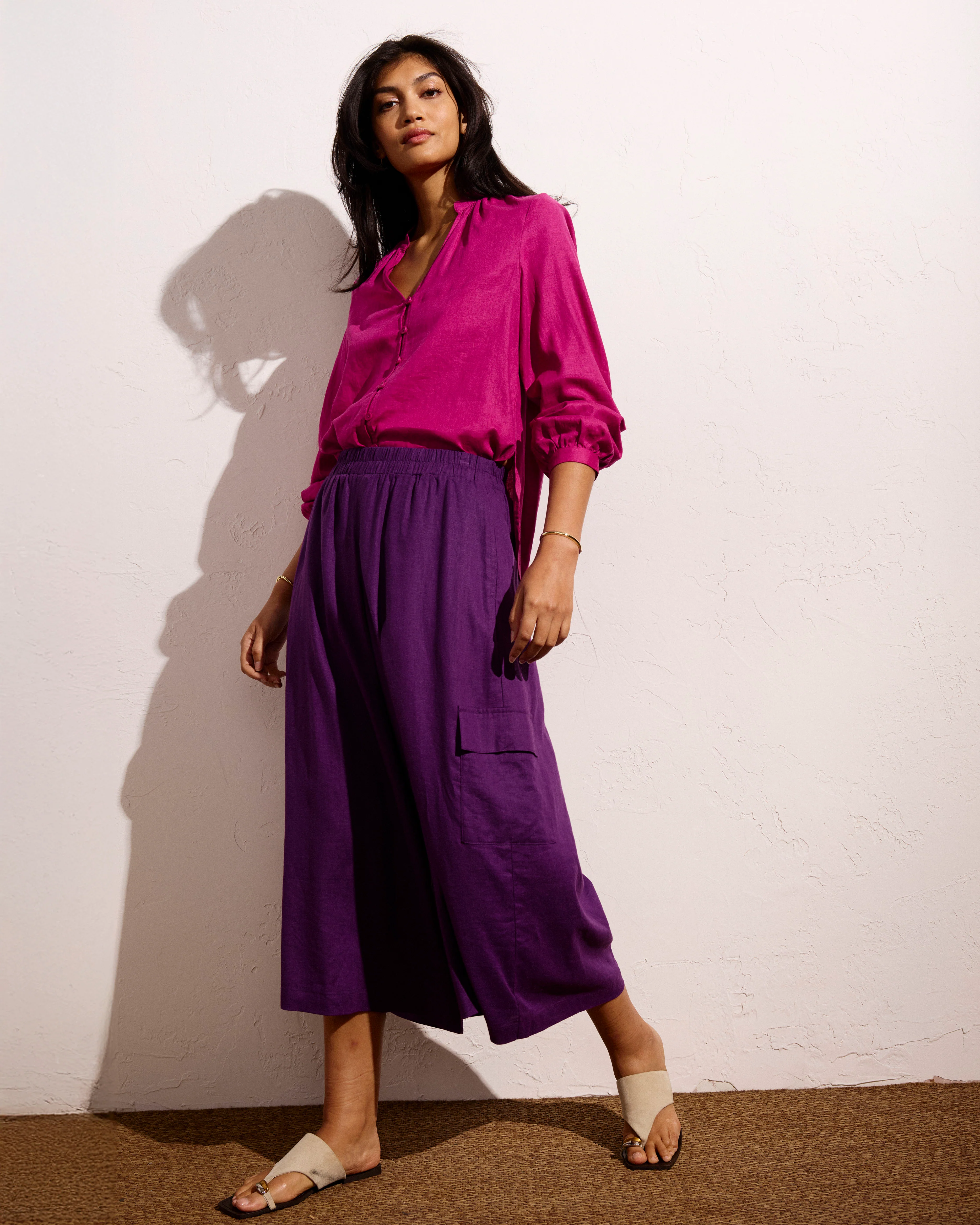 Palazzo Cargo Linen Pant - Dreamy Purple - Image 2