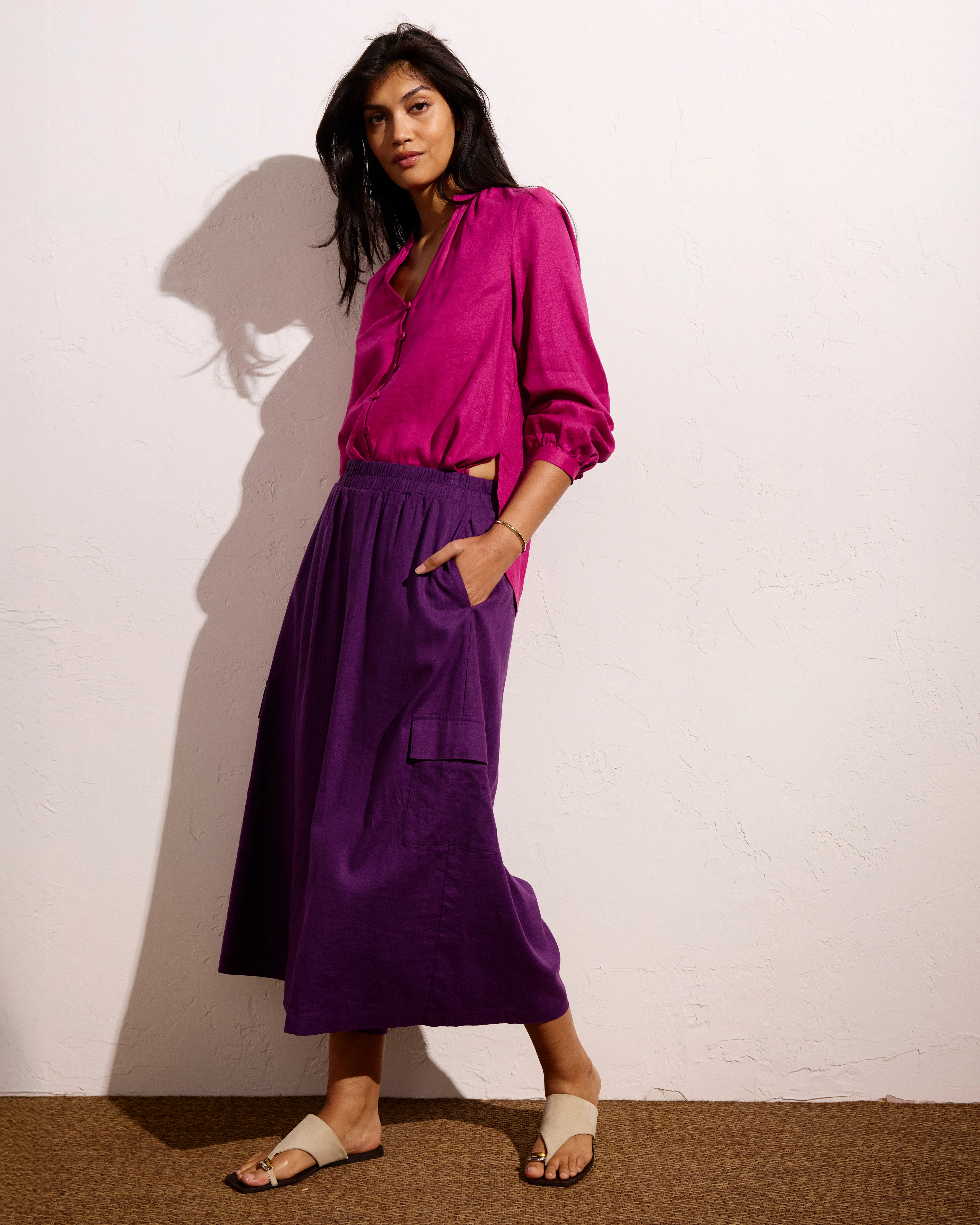 Palazzo Cargo Linen Pant - Dreamy Purple - Image 3