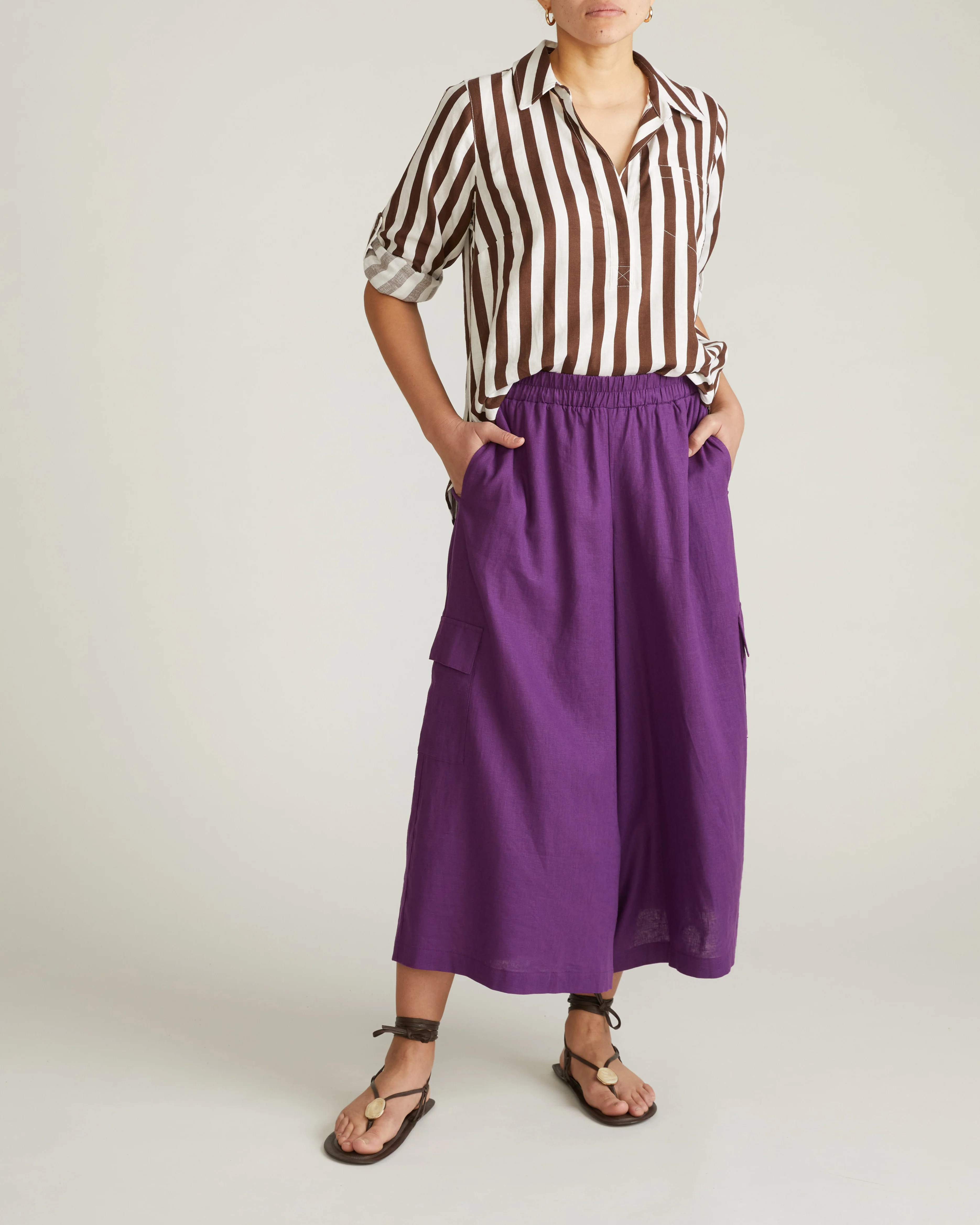 Palazzo Cargo Linen Pant - Dreamy Purple - Image 4