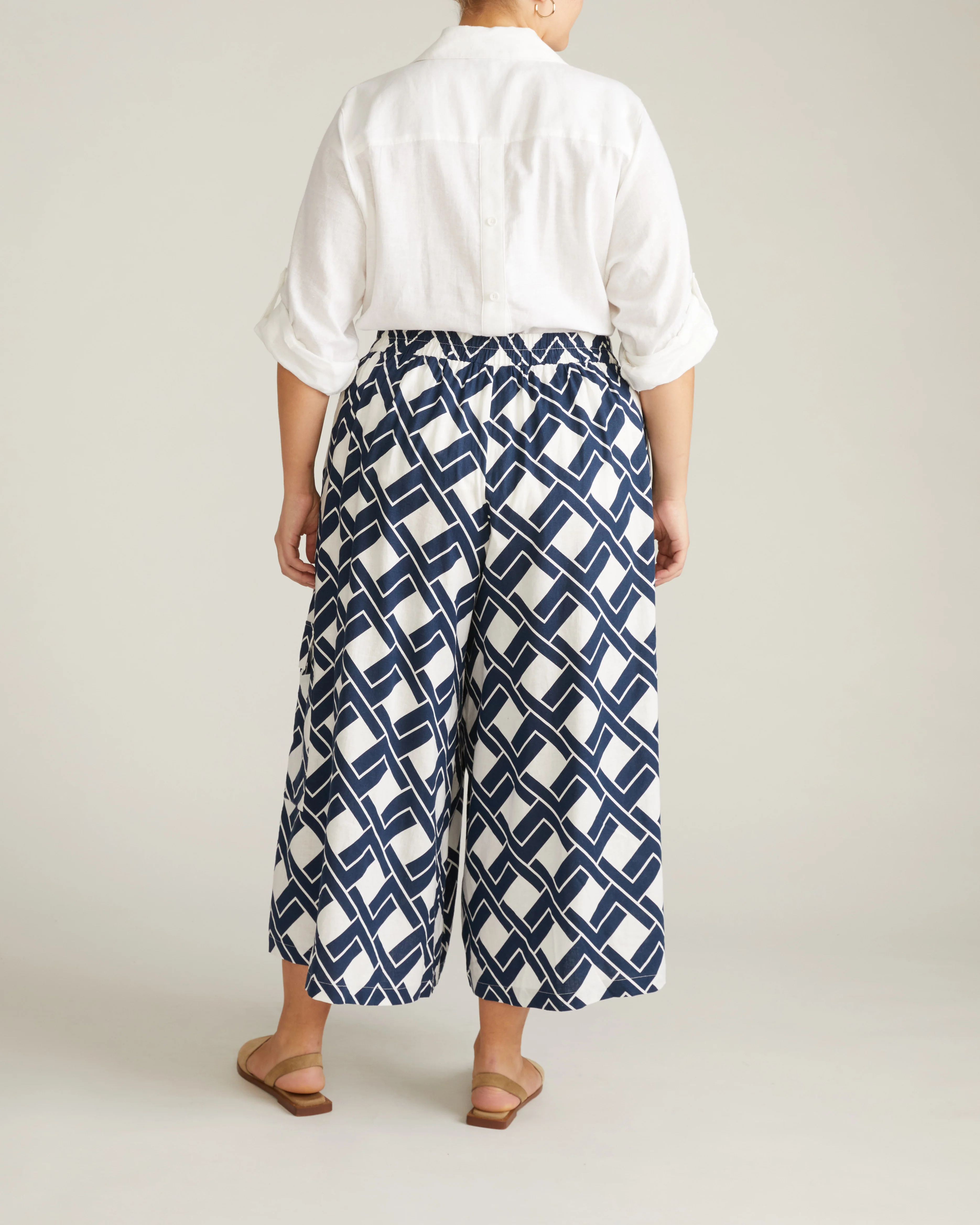 Palazzo Cargo Linen Pant - Geometrica Print - Image 5
