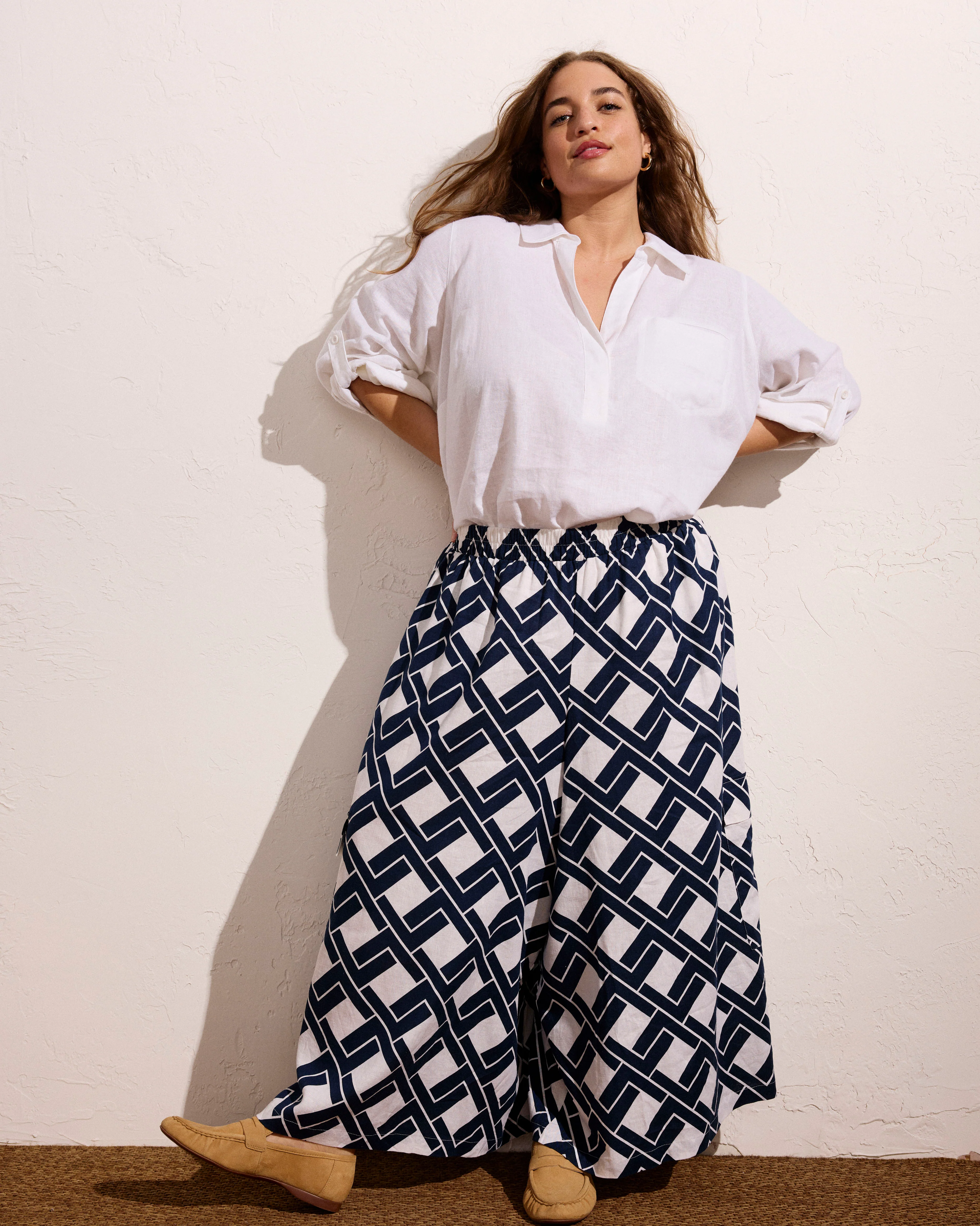 Palazzo Cargo Linen Pant - Geometrica Print - Image 7