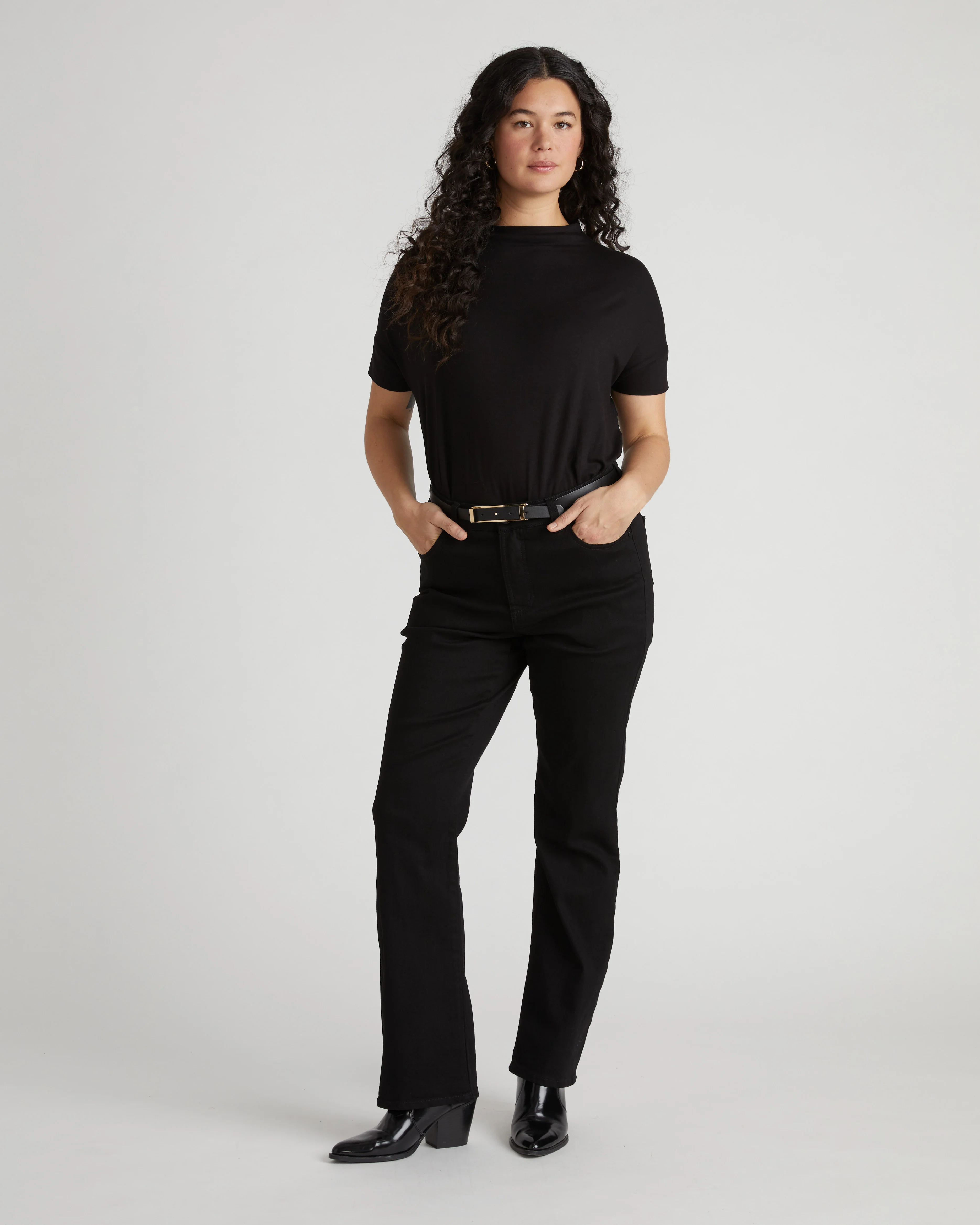 Petra Liquid Jersey Top - Black - Image 4