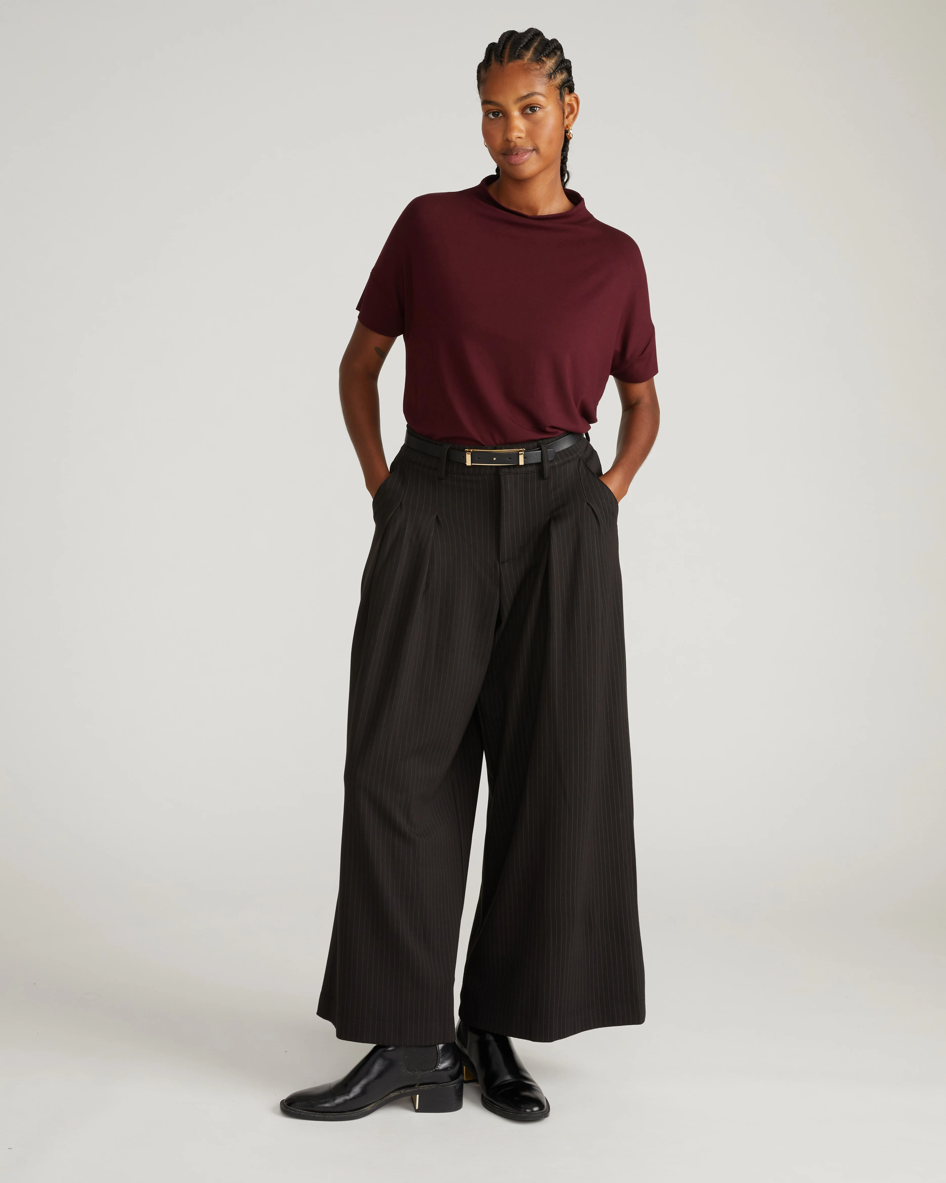 Petra Liquid Jersey Top - Black Cherry - Image 2