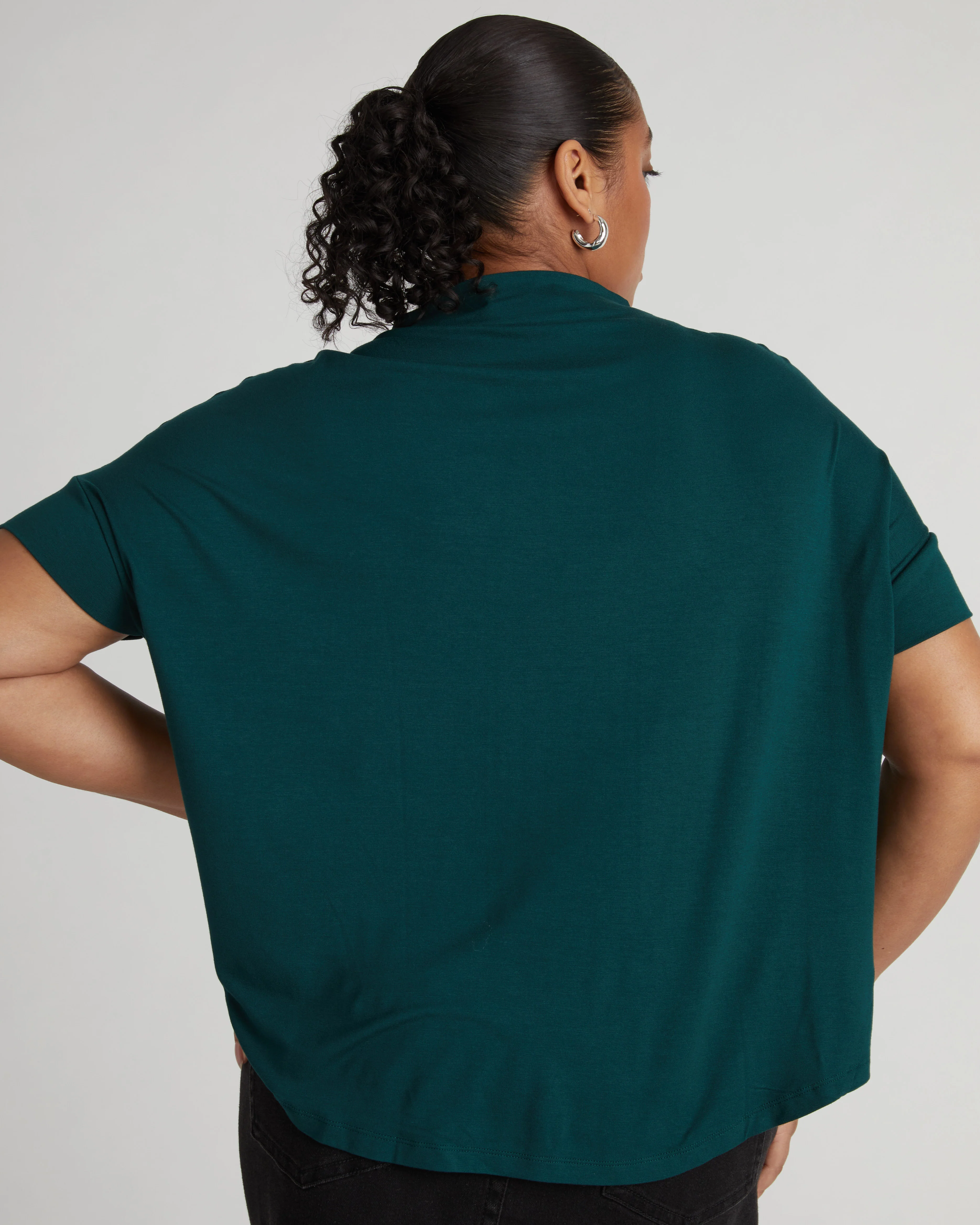 Petra Liquid Jersey Top - Forest Green - Image 3