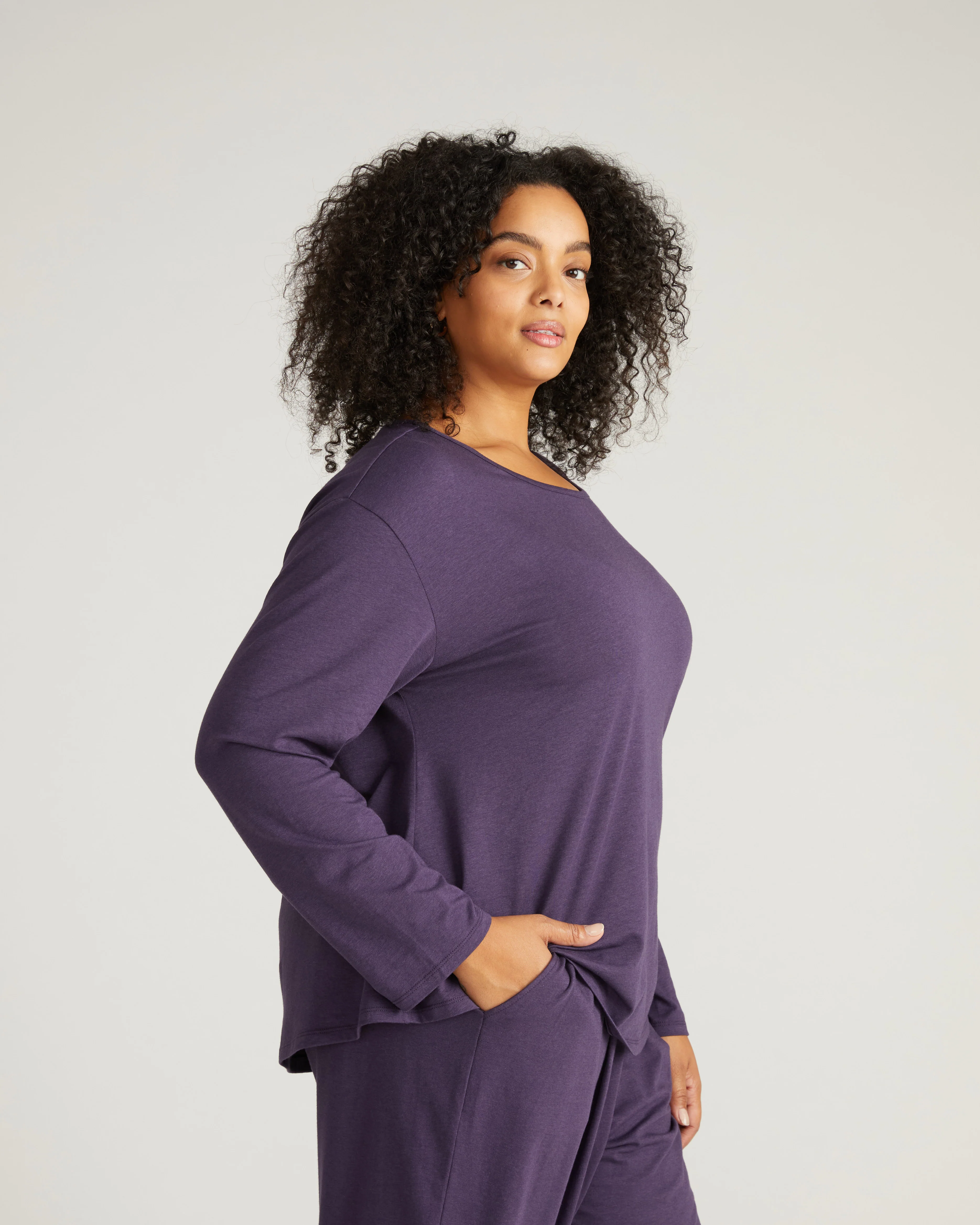 Pina Long Sleeve Lounge Tee - Anthracite - Image 2