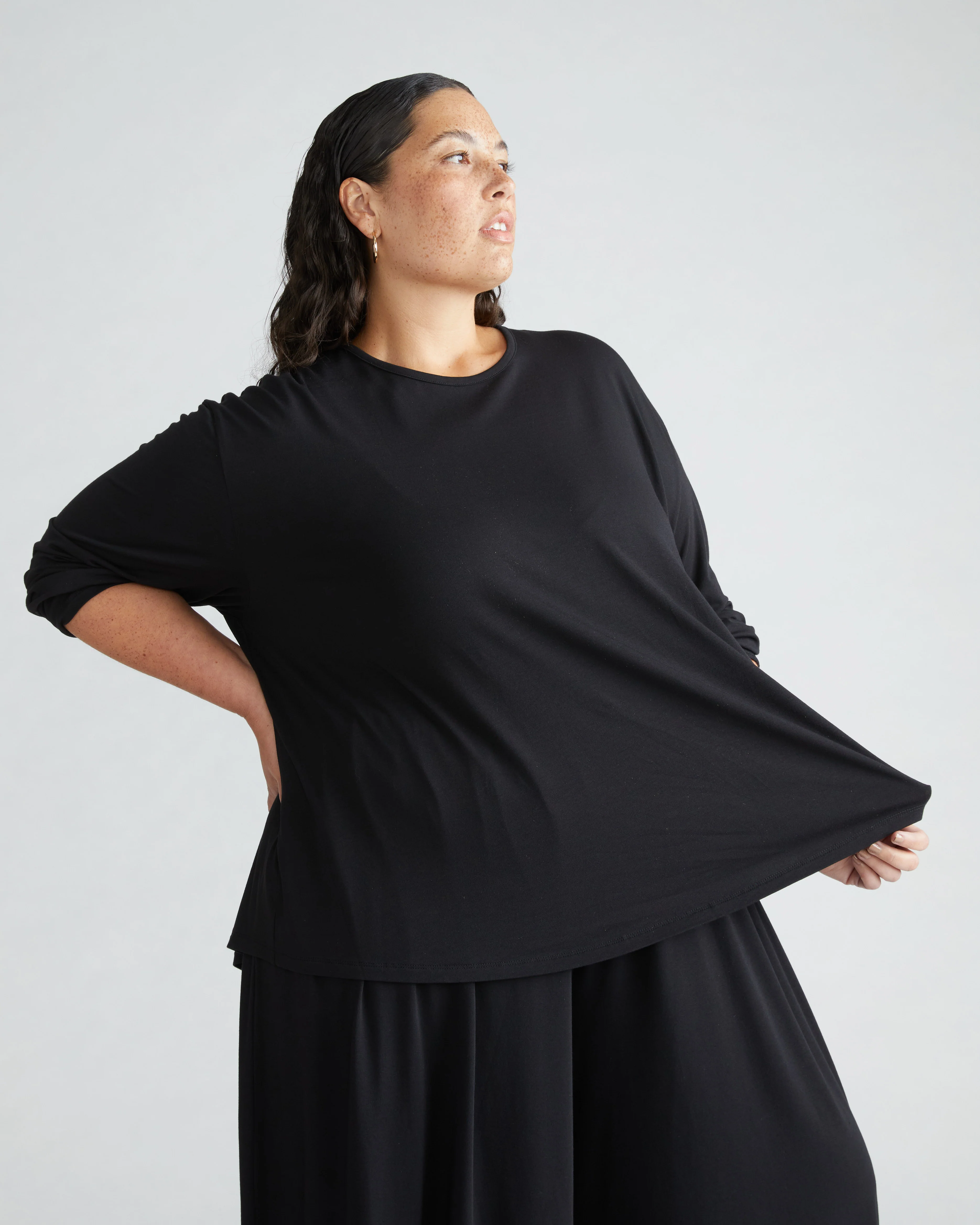 Pina Long Sleeve Lounge Tee - Black - Image 3