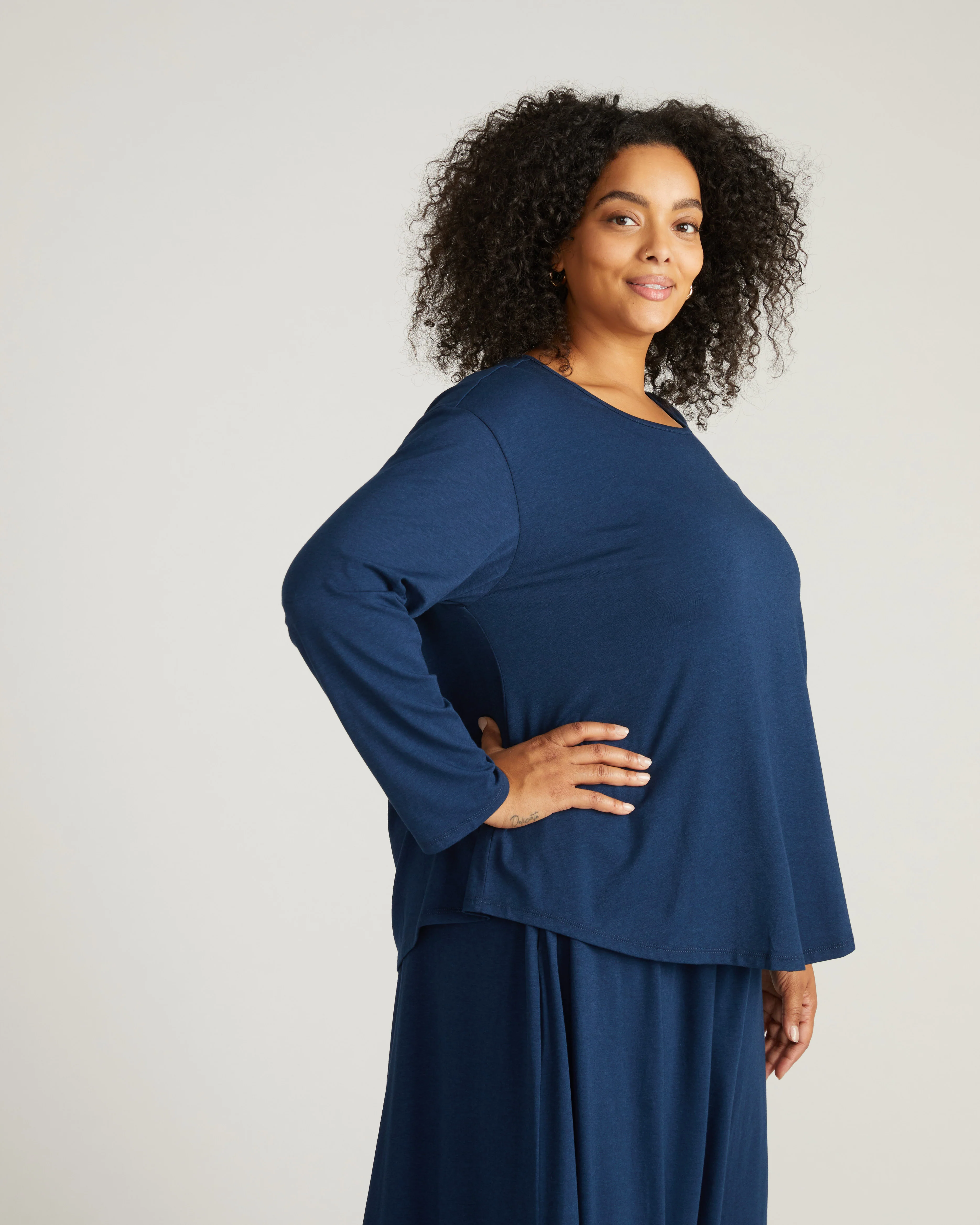 Pina Long Sleeve Lounge Tee - Pageant Blue - Image 3