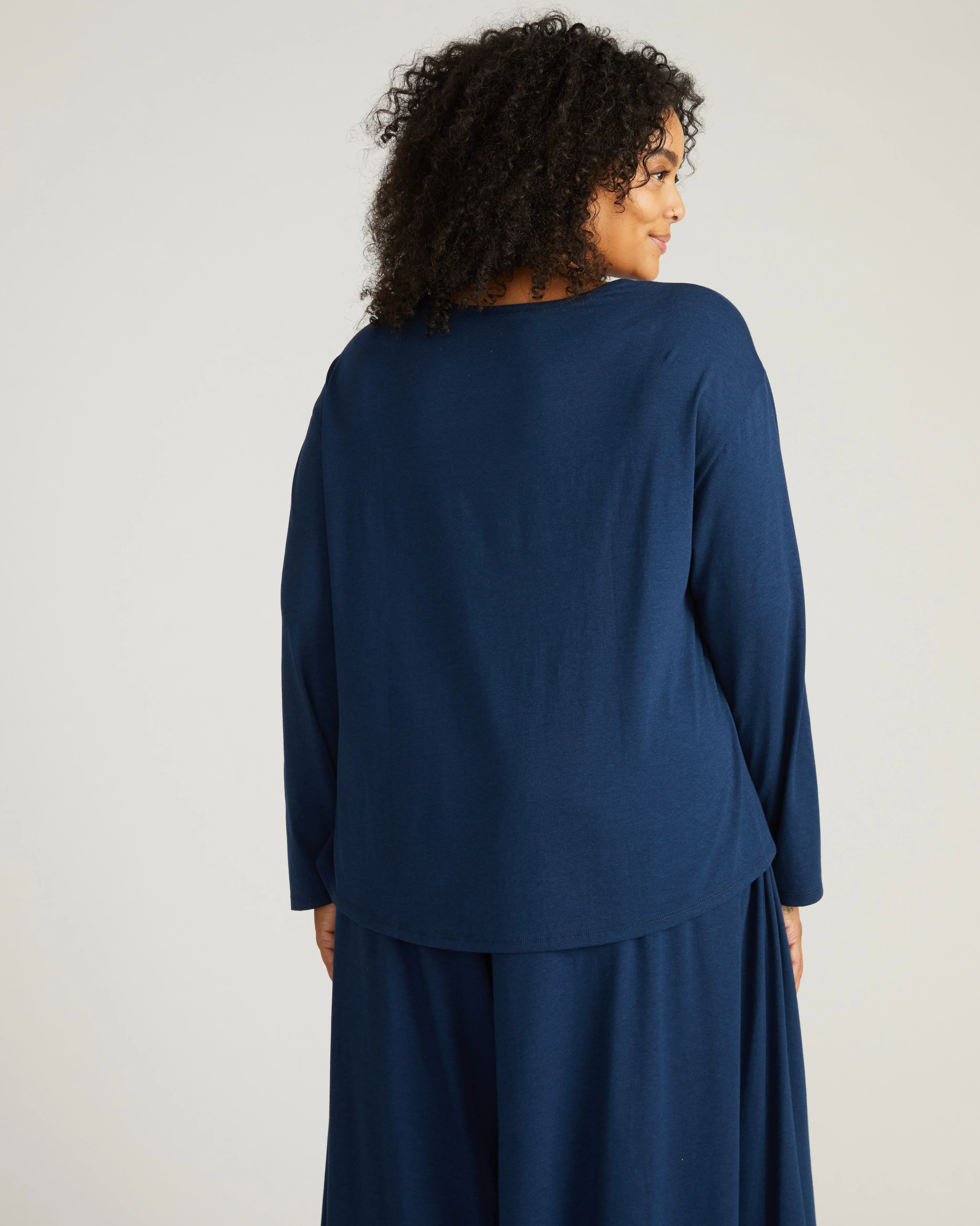 Pina Long Sleeve Lounge Tee - Pageant Blue - Image 4