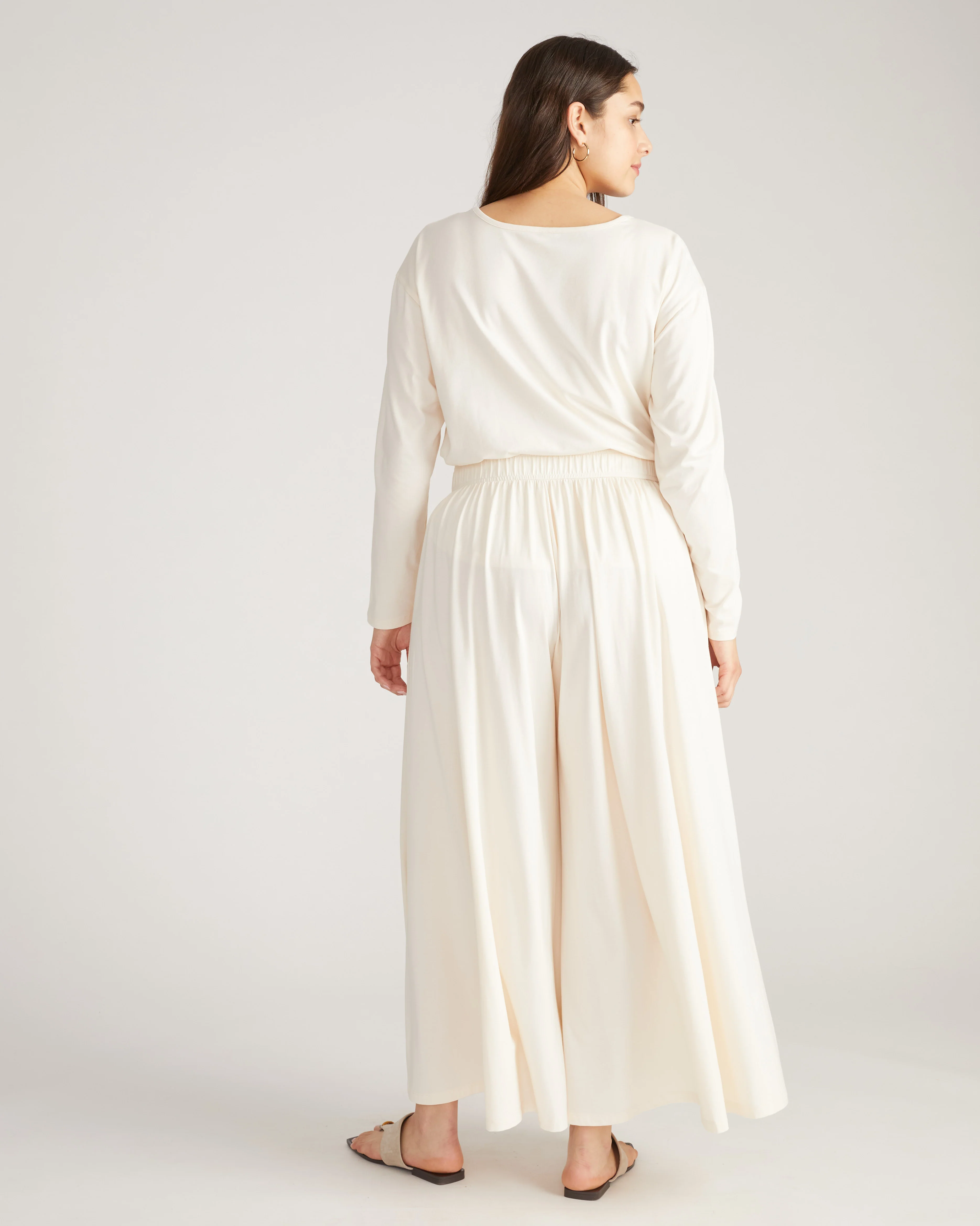 Pina Long Sleeve Lounge Tee - Porcelain - Image 3
